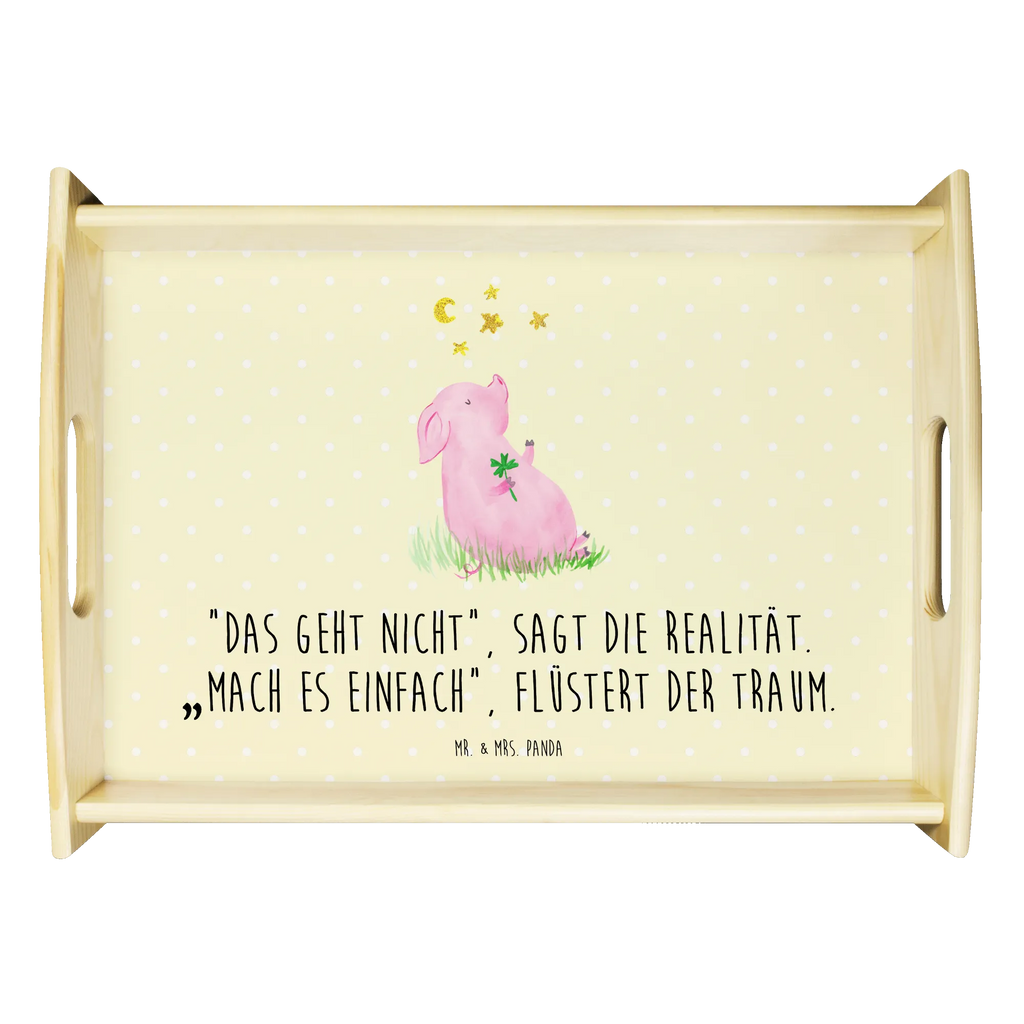 Serving tray Pig Luck Frühstückstablett, Tablett, Holztablett, Serviertablett, Dekotablett, Küchentablett, Tiermotive, Gute Laune, lustige Sprüche, Tiere, Ziele, Träume, Schwein, Schweinchen, Sterne, Glücksbringer, Glücksschwein. Glück, Motivation, Sernchen