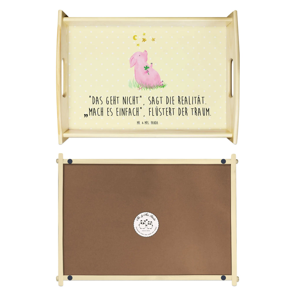 Serving tray Pig Luck Frühstückstablett, Tablett, Holztablett, Serviertablett, Dekotablett, Küchentablett, Tiermotive, Gute Laune, lustige Sprüche, Tiere, Ziele, Träume, Schwein, Schweinchen, Sterne, Glücksbringer, Glücksschwein. Glück, Motivation, Sernchen