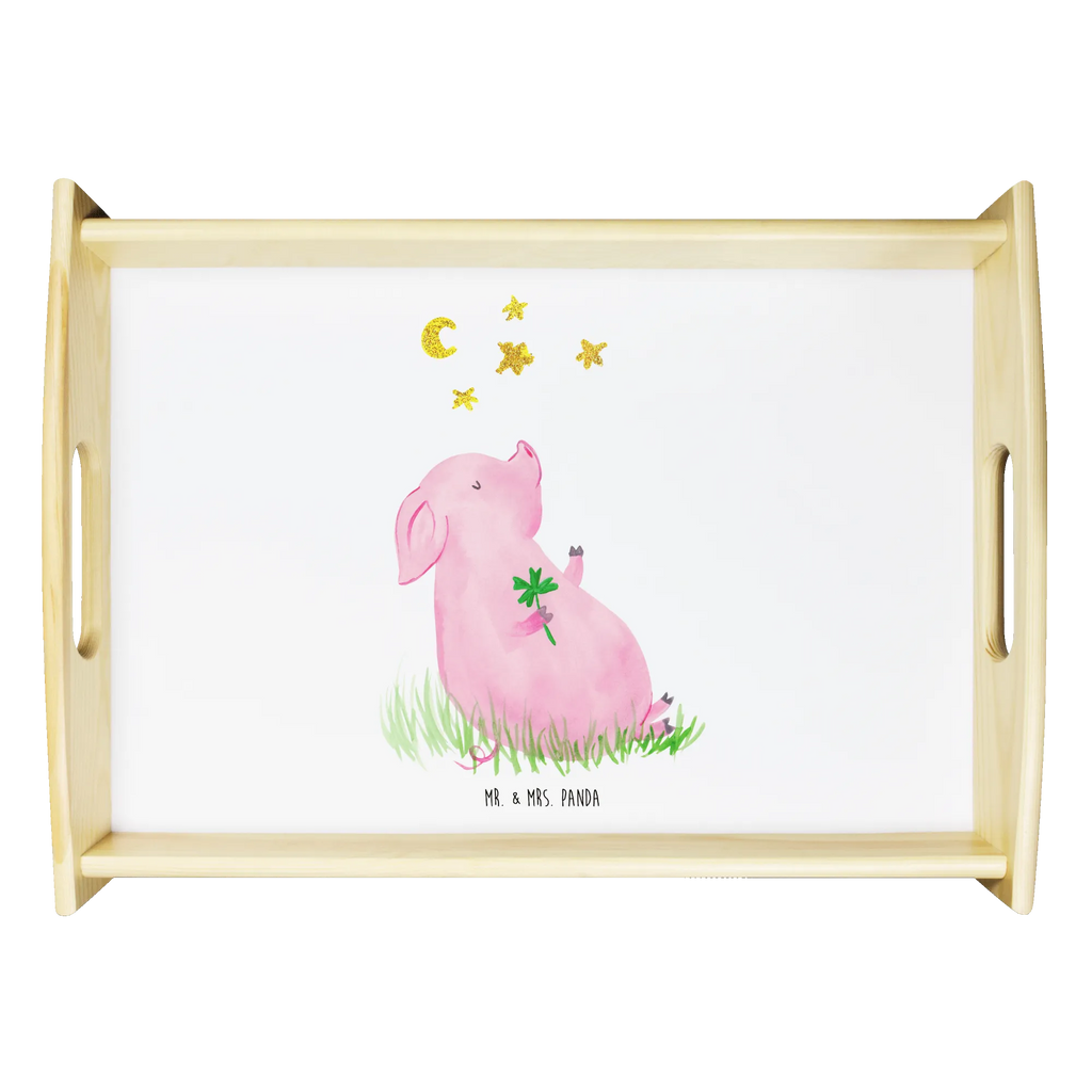 Serving tray Pig Luck Frühstückstablett, Tablett, Holztablett, Serviertablett, Dekotablett, Küchentablett, Tiermotive, Gute Laune, lustige Sprüche, Tiere, Ziele, Träume, Schwein, Schweinchen, Sterne, Glücksbringer, Glücksschwein. Glück, Motivation, Sernchen
