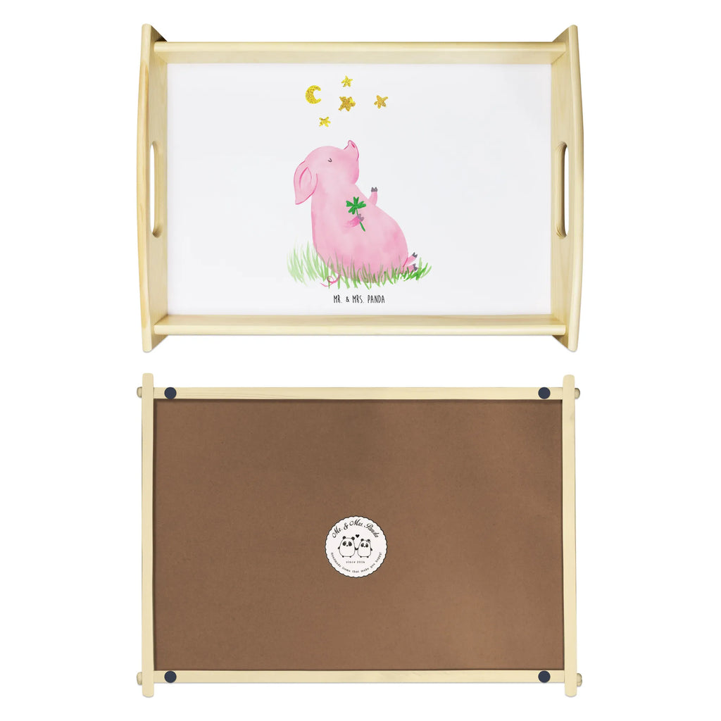 Serving tray Pig Luck Frühstückstablett, Tablett, Holztablett, Serviertablett, Dekotablett, Küchentablett, Tiermotive, Gute Laune, lustige Sprüche, Tiere, Ziele, Träume, Schwein, Schweinchen, Sterne, Glücksbringer, Glücksschwein. Glück, Motivation, Sernchen