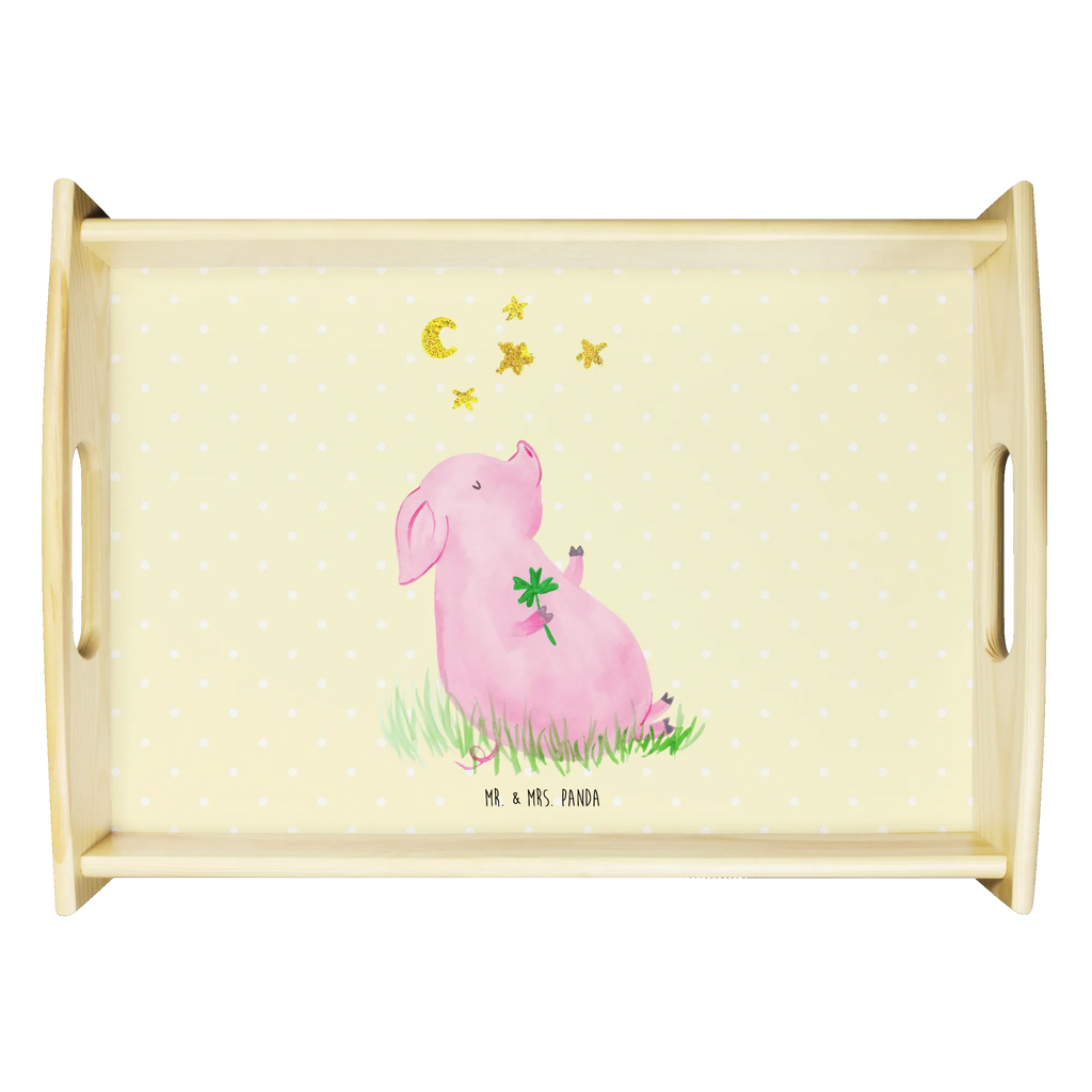 Serving tray Pig Luck Frühstückstablett, Tablett, Holztablett, Serviertablett, Dekotablett, Küchentablett, Tiermotive, Gute Laune, lustige Sprüche, Tiere, Ziele, Träume, Schwein, Schweinchen, Sterne, Glücksbringer, Glücksschwein. Glück, Motivation, Sernchen