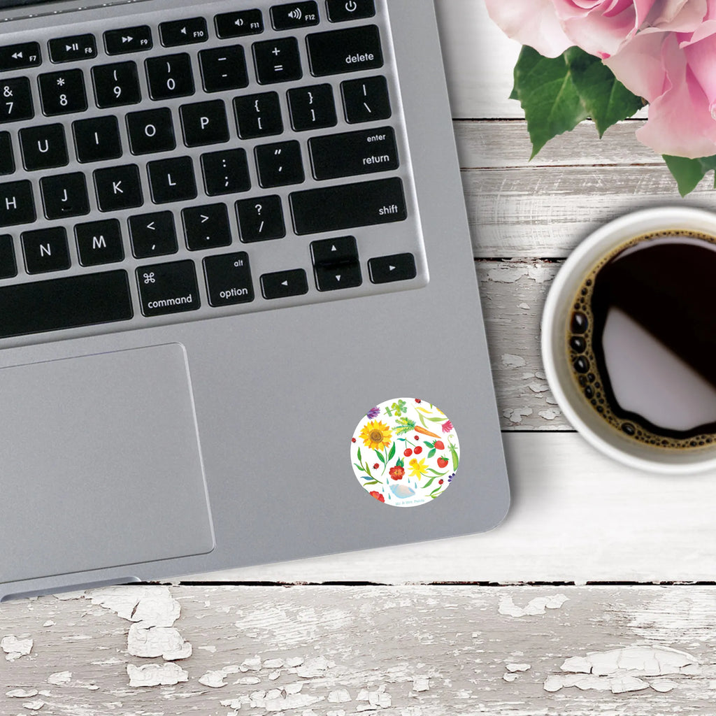 Round sticker Summer sticker, Sticker, label, round, children, Nature, joy of life, love, Flower motive, Summer, Gift gardener, Decoration, Season motive, Decoration house, Sun picture, August, July, June