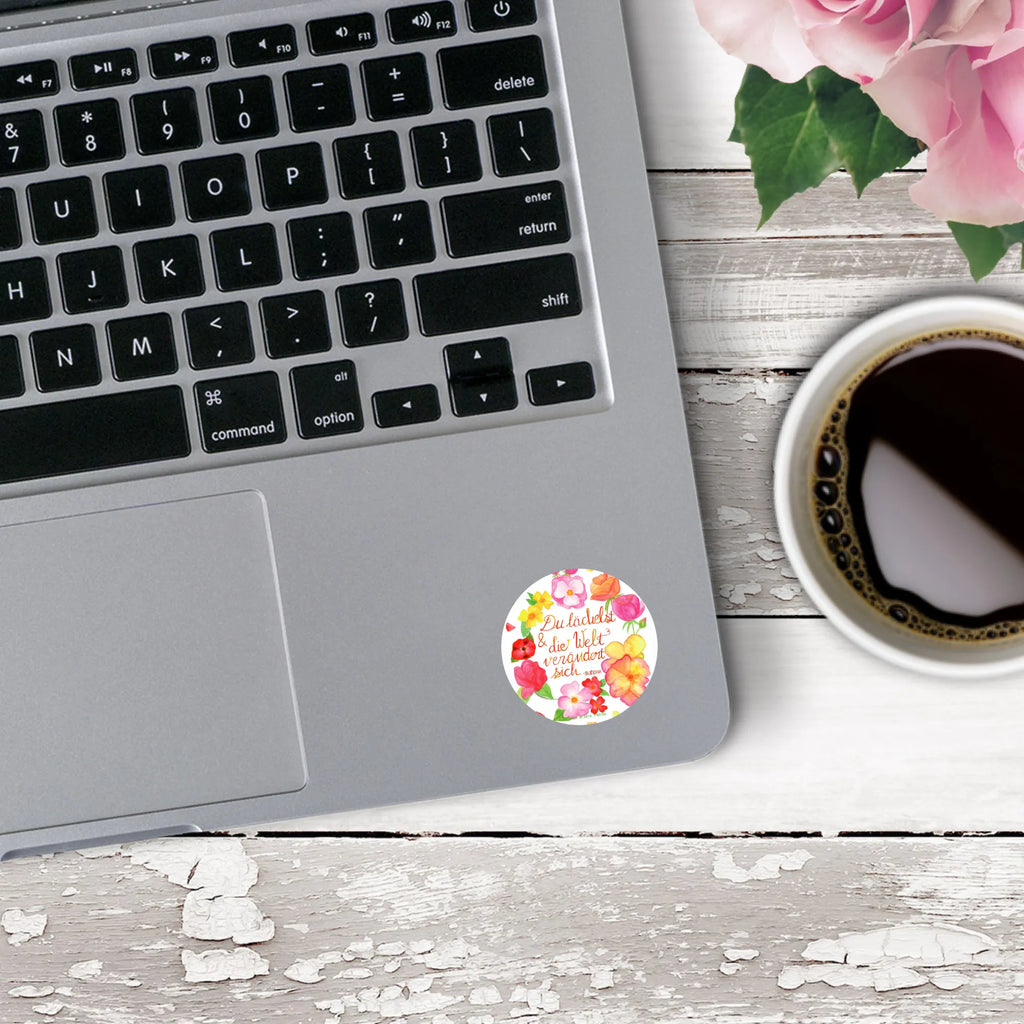 Round sticker You smile sticker, Sticker, children, label, round, Nature, joy of life, love, saying positive, world changes, laughter saying, quote Buddha, smile, quote beautiful, be happy, gift girlfriend