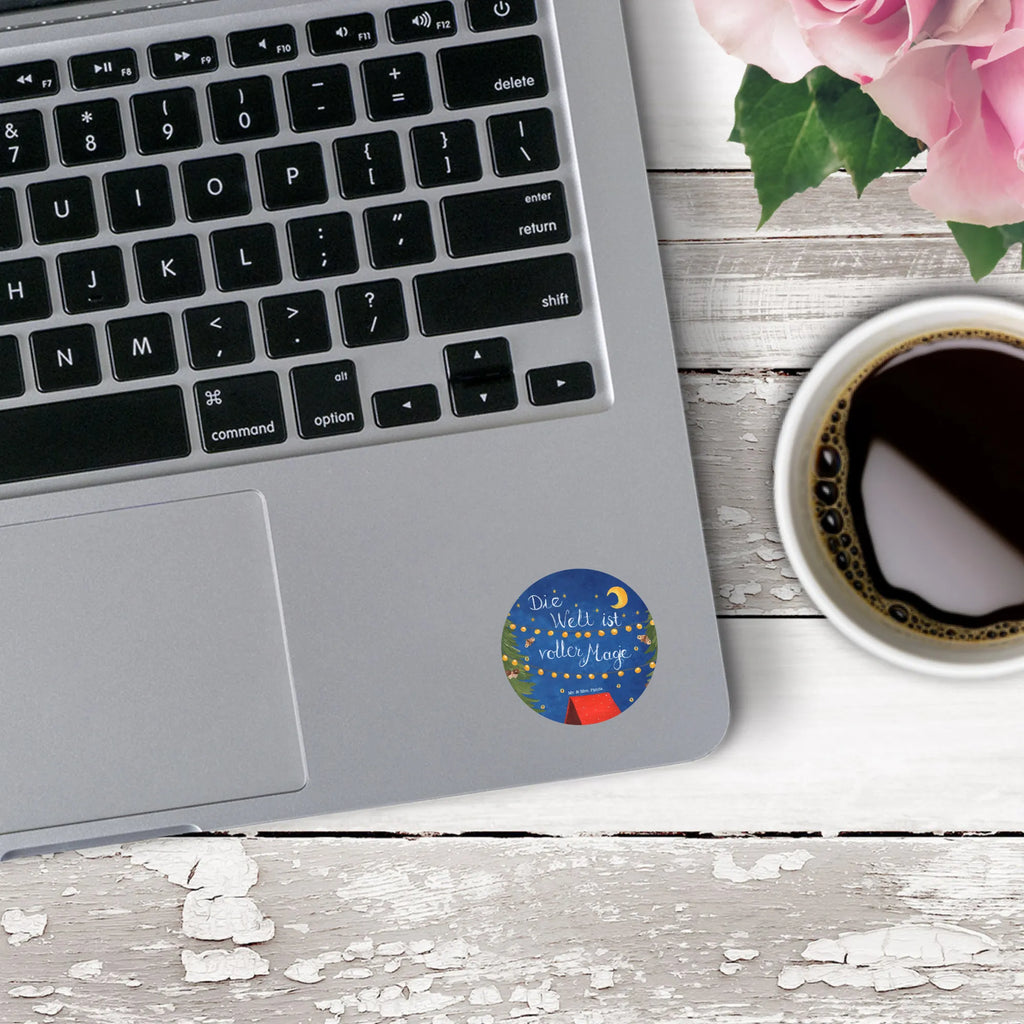 Rund Aufkleber Die Welt ist voller Magie rund, Sticker, Aufkleber, Etikett, Kinder, Blumen Deko, Frühlings Deko, Sommer Deko, Dekoration, positive Botschaft, Naturliebhaber, Outdoor, Natur, Abenteuer