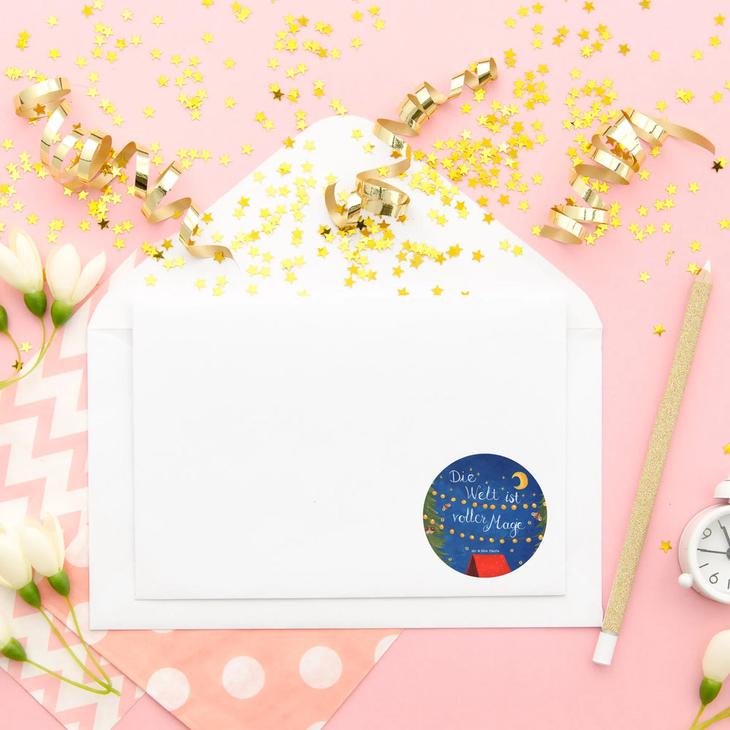 Rund Aufkleber Die Welt ist voller Magie rund, Sticker, Aufkleber, Etikett, Kinder, Blumen Deko, Frühlings Deko, Sommer Deko, Dekoration, positive Botschaft, Naturliebhaber, Outdoor, Natur, Abenteuer