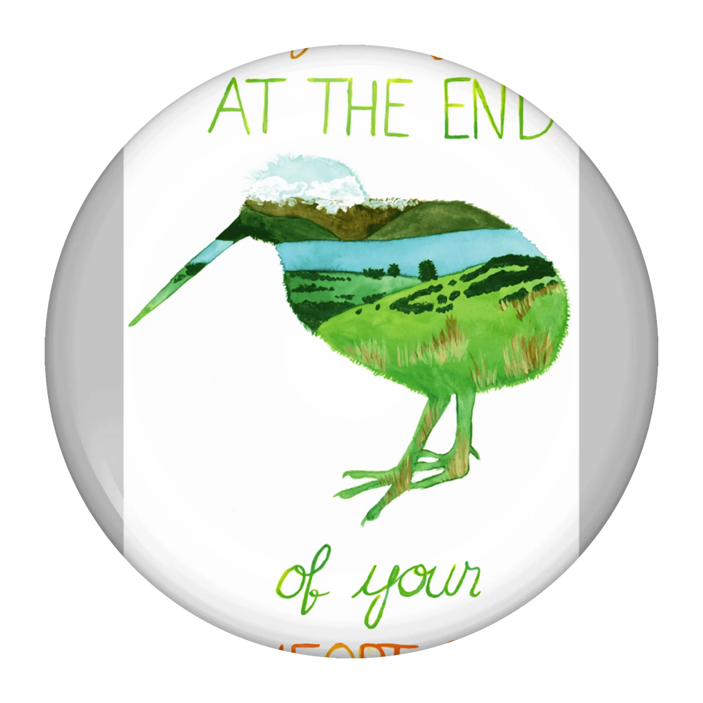 Button Kiwi New Zealand 50mm Button, Lapel Pin, Pin, Button, Nature, joy of life, love, kiwi, motivation, life, New Zealand, kiwi bird, life begins, comfort zone