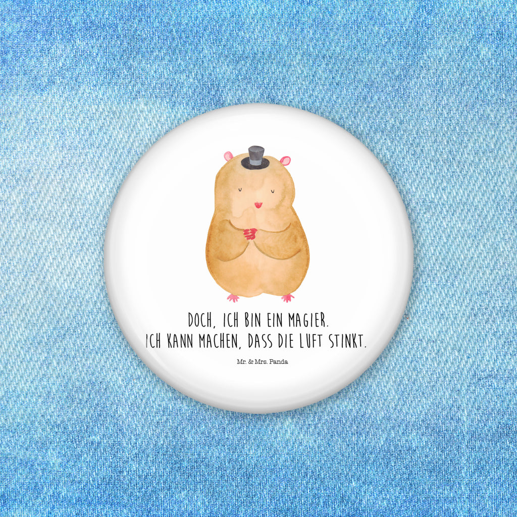 Button Hamster mit Hut 50mm Button, Button, Pin, Anstecknadel, Tiermotive, Gute Laune, lustige Sprüche, Tiere, Hamster, Hut, Magier, Zylinder, Zwerghamster, Zauberer