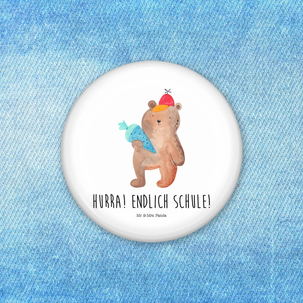 Button bear School cone Pin, Lapel Pin, Button, 50mm Button, bear, teddy, teddy bear, cuddly toy, Starting school, School enrolment gift, School gift, First day of school gift, Bear motif, Primary school, School bag