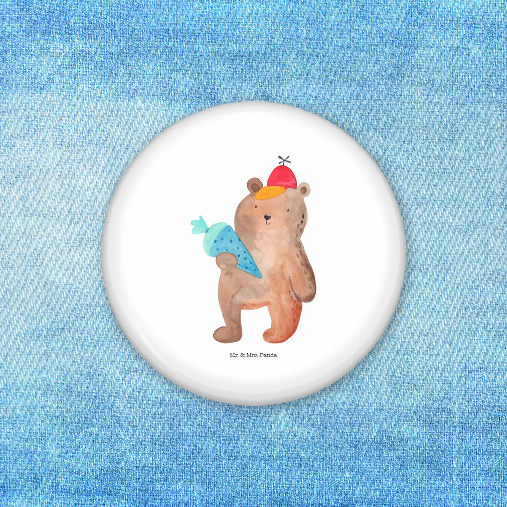 Button bear School cone Pin, Lapel Pin, Button, 50mm Button, bear, teddy, teddy bear, cuddly toy, Starting school, School enrolment gift, School gift, First day of school gift, Bear motif, Primary school, School bag