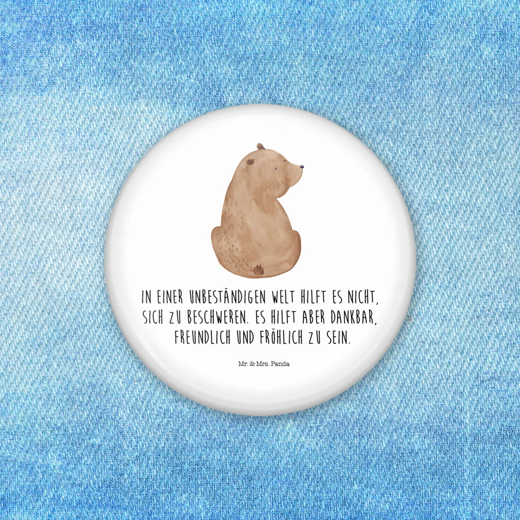 Button bear shoulder look 50mm Button, Button, Lapel Pin, Pin, bear, teddy, teddy bear, cuddly toy, wisdom, world view, self-esteem, bear love, bears, motivation