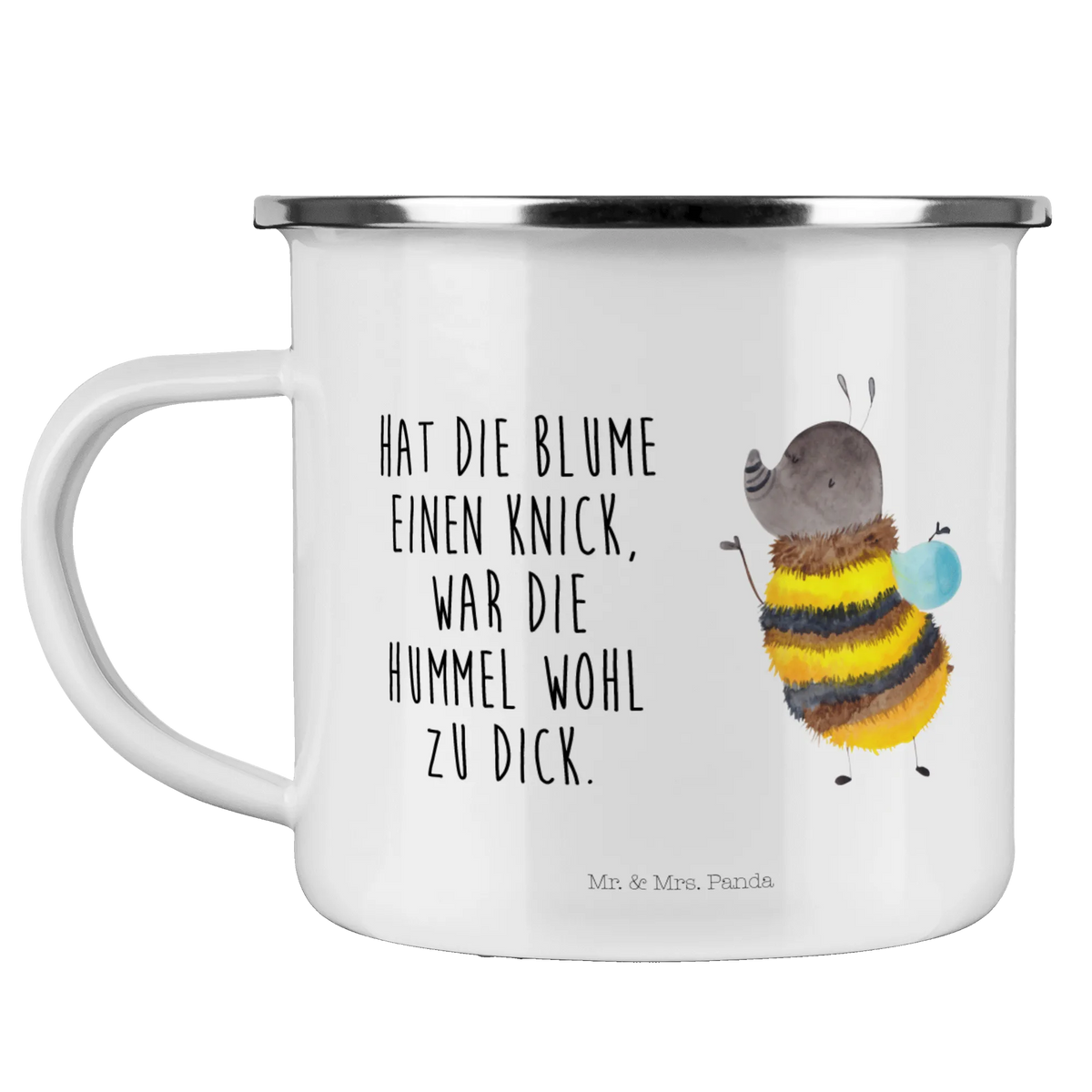 Enamel camping mug bumblebee fluffy card, gift ideas, gifts, small animals, cute, cute animal motives, hand drawn, funny sayings, good mood, special gifts, animal lover, Fluffy, Bumblebee, Nature, Flower