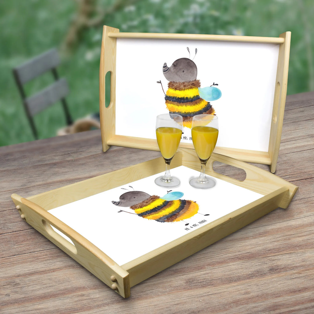 Serviertablett Hummel flauschig Frühstückstablett, Küchentablett, Serviertablett, Tablett, Dekotablett, Holztablett, Tiermotive, Gute Laune, lustige Sprüche, Tiere, Biene, Hummel, Natur, Blume, Flauschig