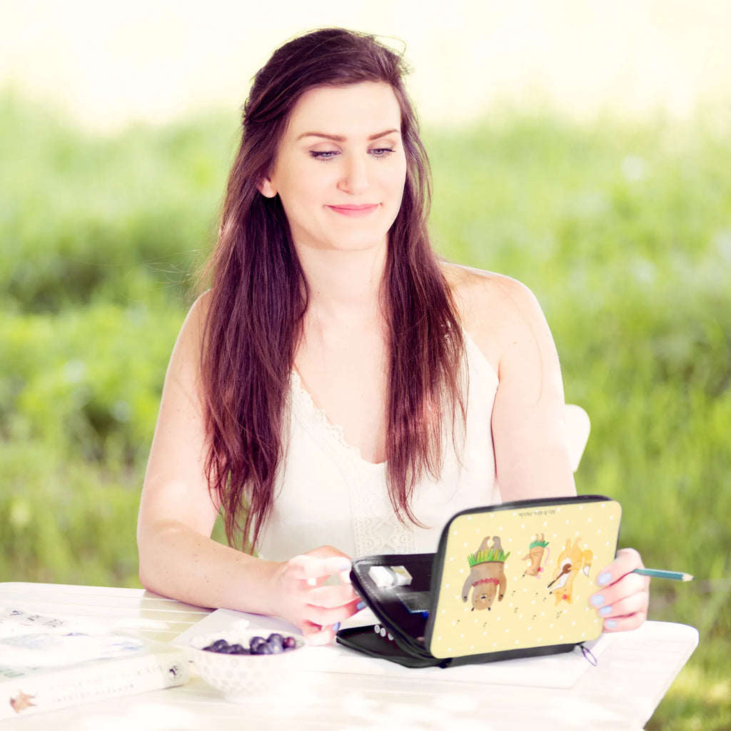 Leather folder forest animals Aloha motif, school, pupil, enrolment, pencil case, pen roll, gift, primary school, pencil bag, child, small animals, cute, funny, cute animal motives, hand drawn, small world, funny sayings, good mood, happy, gifts, gift ideas, special gifts, animal lover, card, dancing, life, rabbit, hedgehog, aloha, laughter, forest, forest animals, music, bear