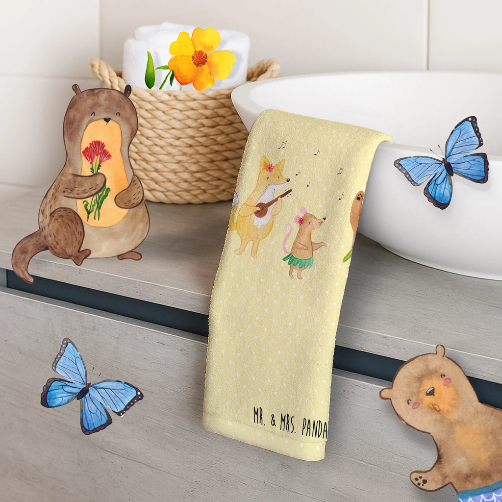 Hand towel forest animals Aloha children, bathroom, big, bath towel, Towel, towels, baby, small animals, cute, funny, cute animal motives, hand drawn, small world, funny sayings, good mood, happy, gifts, gift ideas, special gifts, animal lover, card, dancing, aloha, bear, forest animals, hedgehog, music, forest, rabbit, laughter, life