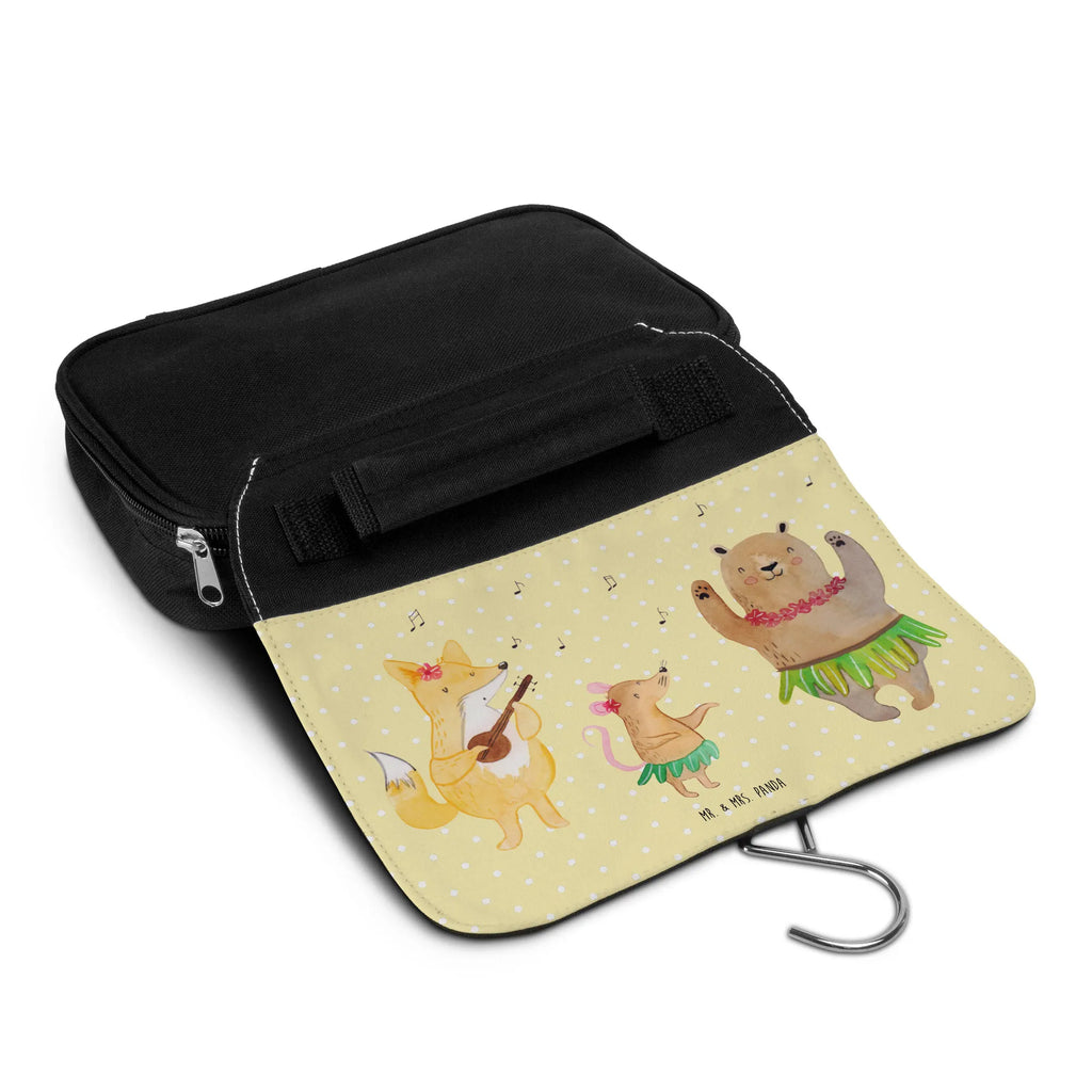 Wash bag forest animals Aloha Gentlemen, Wash bag, Cosmetic bag, Ladies, Toilet bag, To hang up, small animals, cute, funny, cute animal motives, hand drawn, small world, funny sayings, good mood, happy, gifts, gift ideas, special gifts, animal lover, card, life, rabbit, aloha, bear, dancing, hedgehog, laughter, forest, forest animals, music