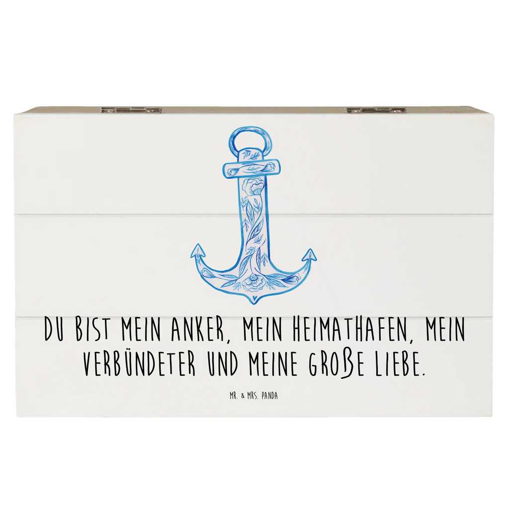 Holzkiste Anker Blau Schatzkiste, Dekokiste, Schatulle, Holzkiste, Geschenkdose, Geschenkbox, XXL, Aufbewahrungsbox, Truhe, Kiste, Erinnerungsbox, Erinnerungskiste, Tiermotive, Gute Laune, lustige Sprüche, Tiere