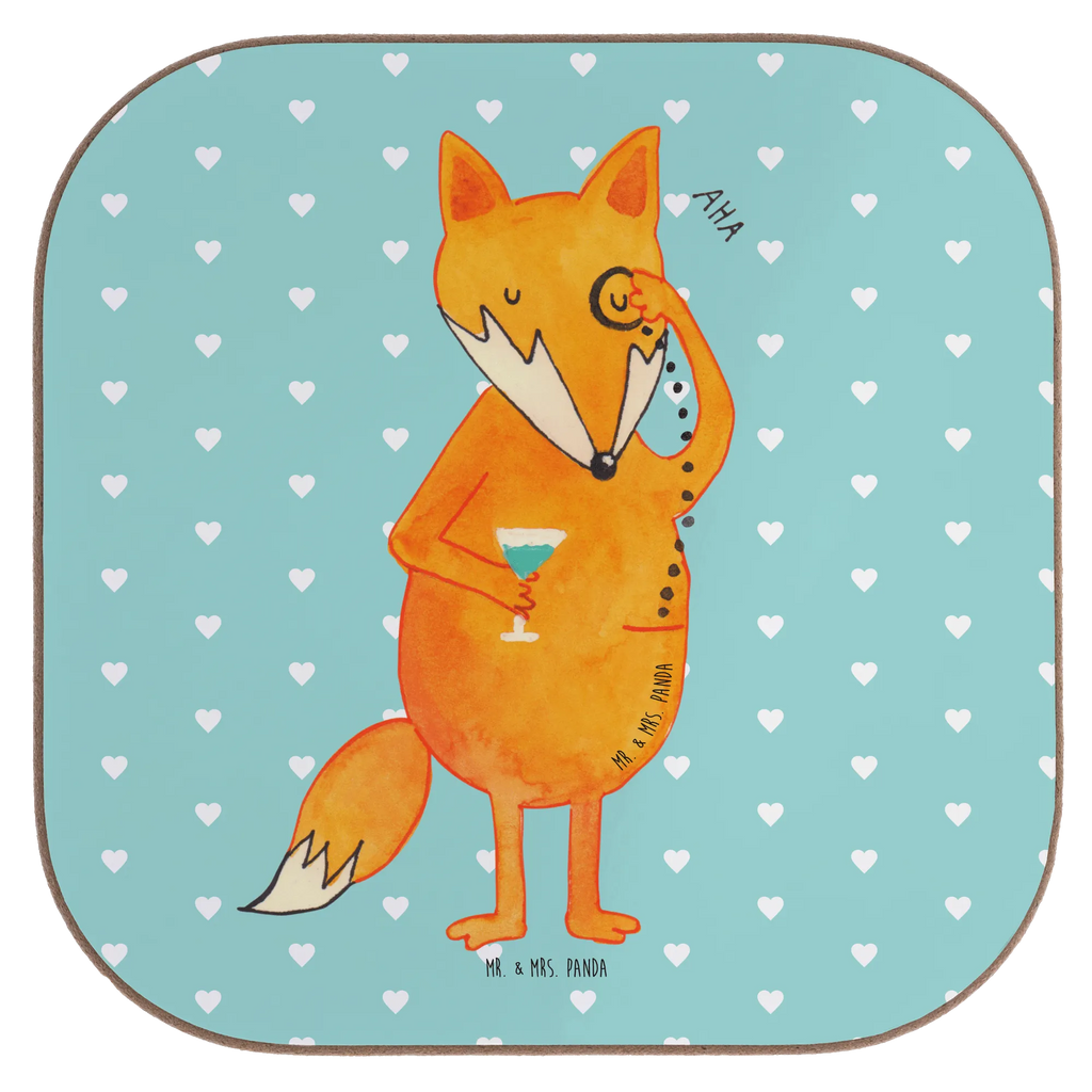 Square coaster Fox lord gifts, presents, glass coasters, party, breakfast, gift, Coasters, fox, foxes, forest wildlife, clever as a fox, animal lover, lovesickness gift, problem solving, motivation saying, words of consolation, saying funny