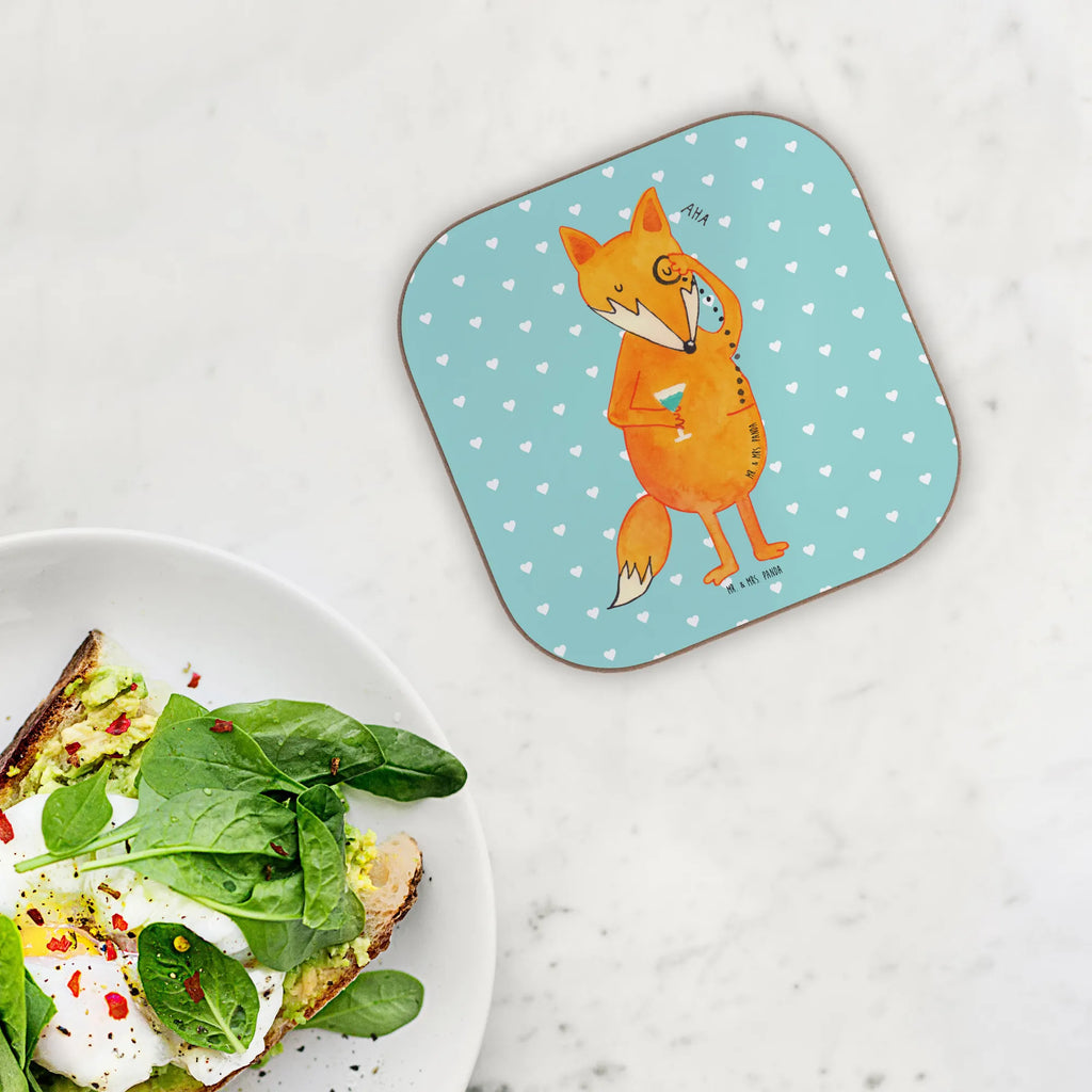 Square coaster Fox lord gifts, presents, glass coasters, party, breakfast, gift, Coasters, fox, foxes, forest wildlife, clever as a fox, animal lover, lovesickness gift, problem solving, motivation saying, words of consolation, saying funny