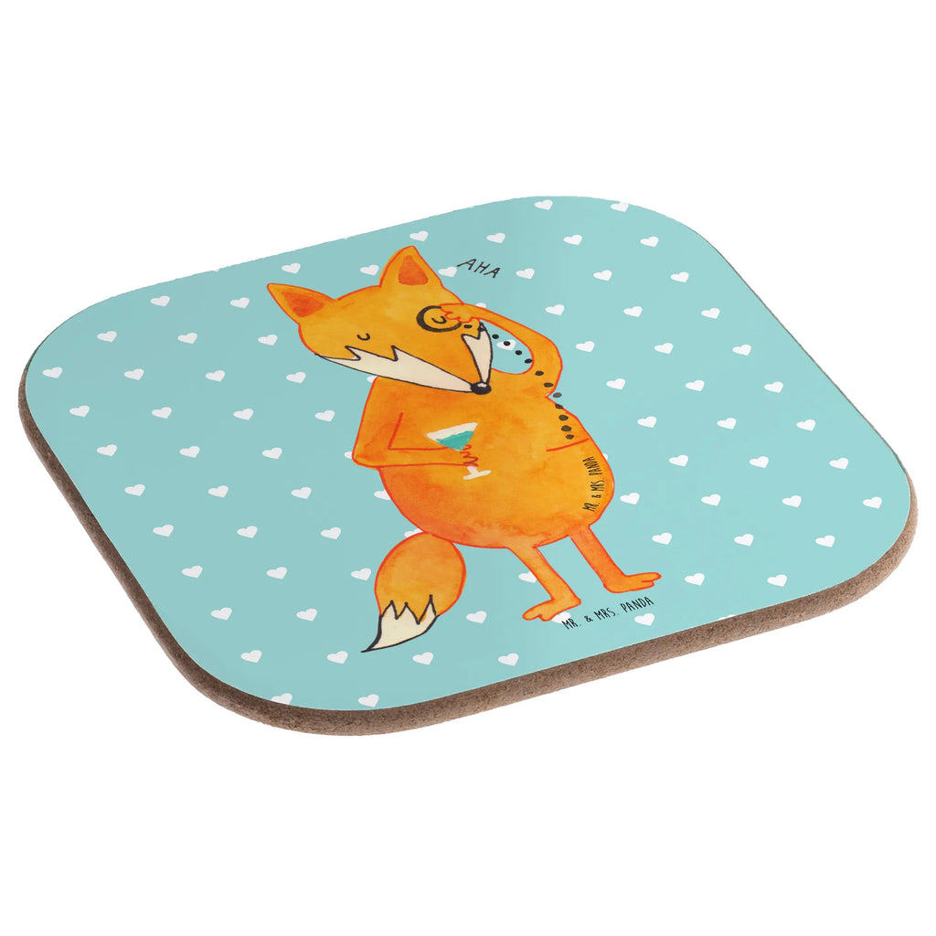 Square coaster Fox lord gifts, presents, glass coasters, party, breakfast, gift, Coasters, fox, foxes, forest wildlife, clever as a fox, animal lover, lovesickness gift, problem solving, motivation saying, words of consolation, saying funny