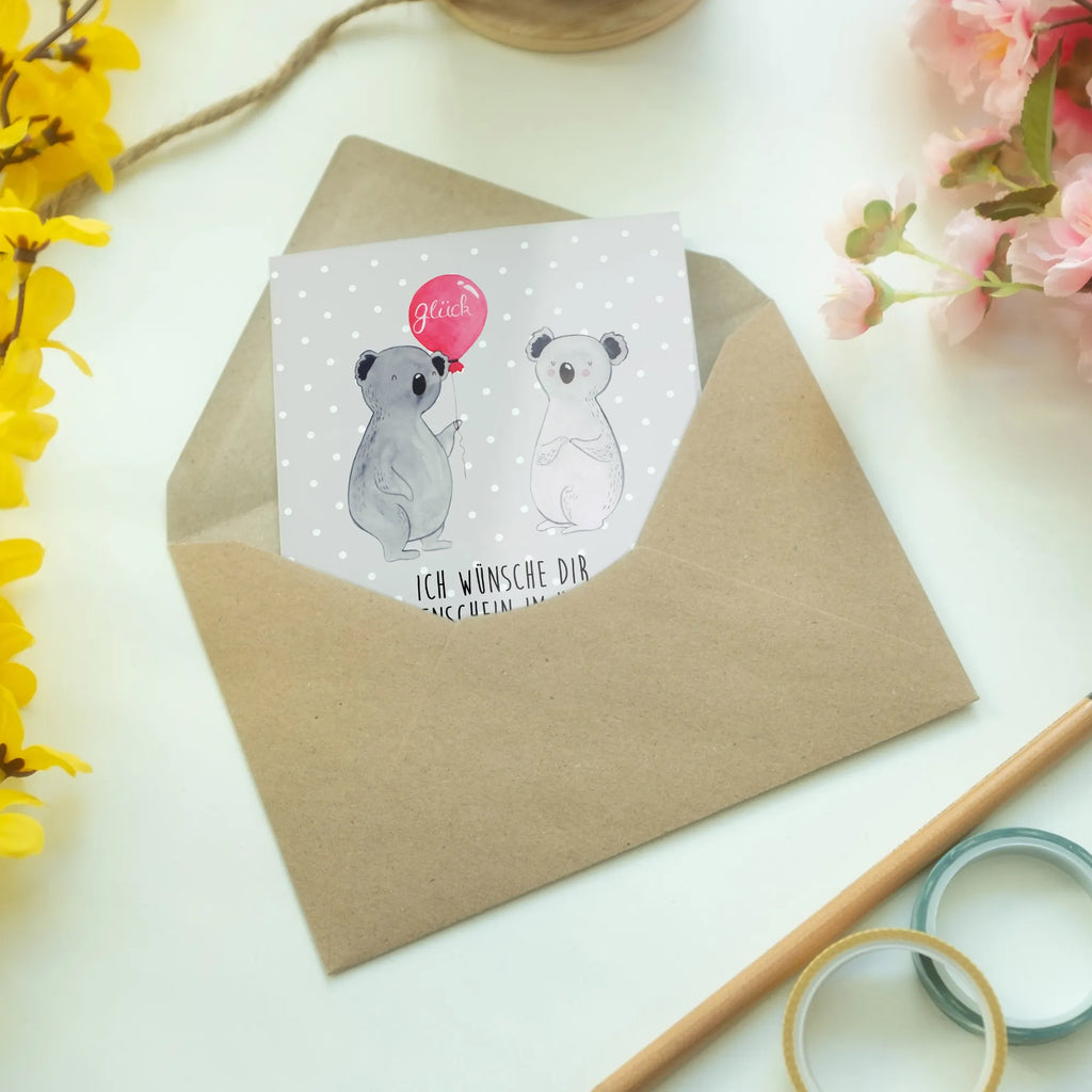 Grußkarte Koala Luftballon Hochzeitskarte, Klappkarte, Karte, Ansichtskarten, Grußkarte, Einladungskarte, Geburtstagskarte, Glückwunschkarte, Koala, Koalabär, Geschenk, Luftballon, Geburtstag, Party