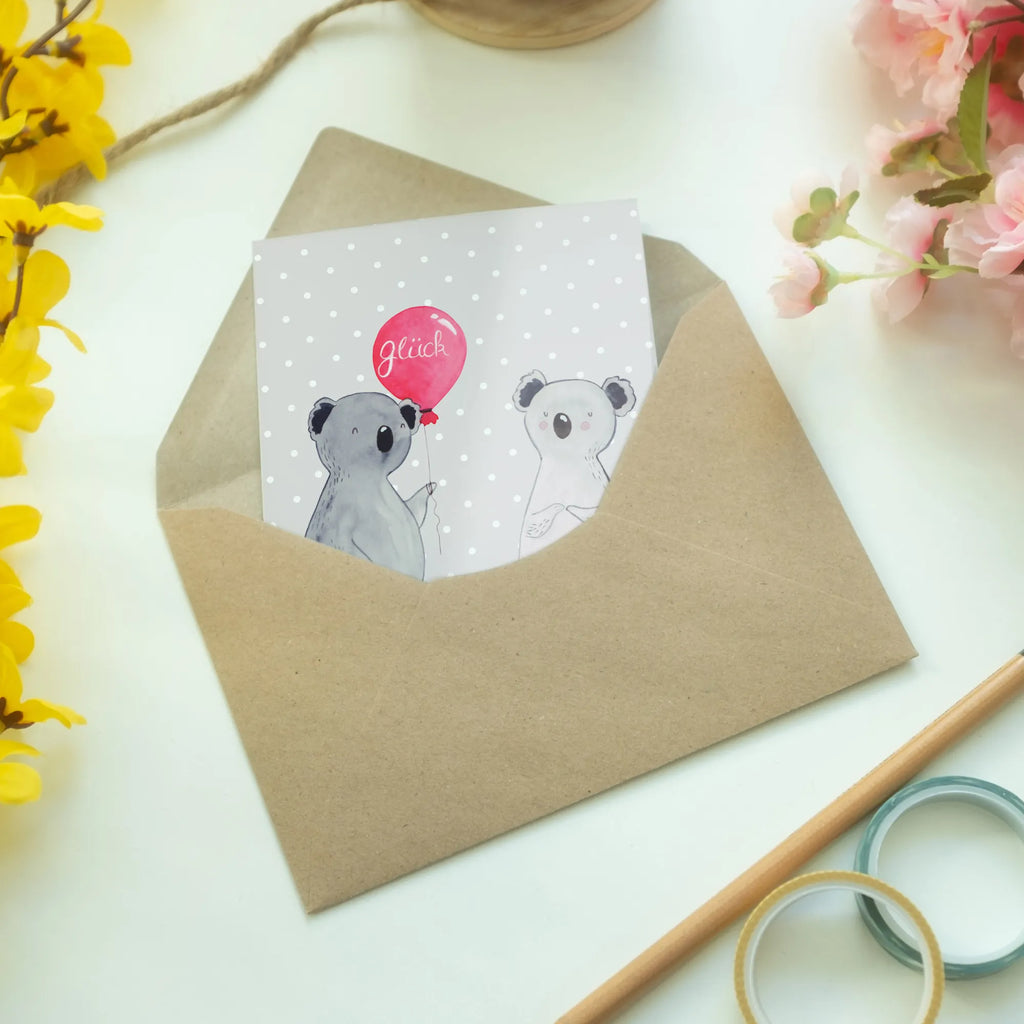 Grußkarte Koala Luftballon Hochzeitskarte, Klappkarte, Karte, Ansichtskarten, Grußkarte, Einladungskarte, Geburtstagskarte, Glückwunschkarte, Koala, Koalabär, Geschenk, Luftballon, Geburtstag, Party
