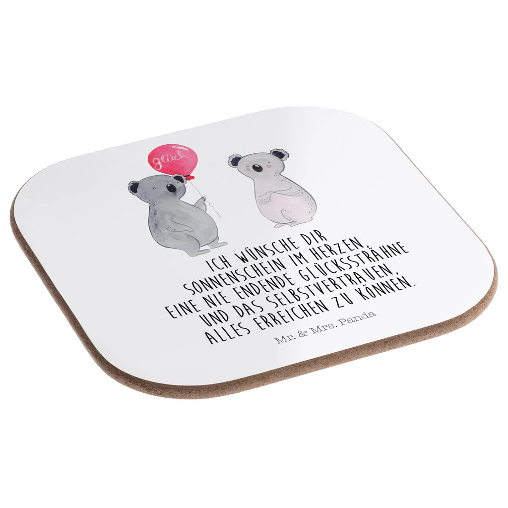 Square coaster Koala bear balloon presents, breakfast, party, gifts, glass coasters, gift, Coasters, Koala, balloon, birthday, present, koala