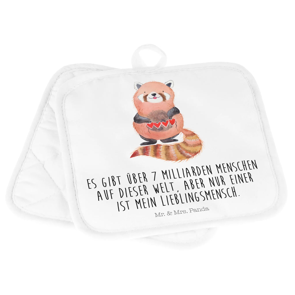 2er Set Topflappen  Roter Panda Topflappen Set, Topflappen, 2er Set Topflappen, Topfuntersetzer, Topfhandschuhe, Topflappen 2er Set, topfhalter, Topflappenset, Tiere, Tiermotive, Gute Laune, Lustige Sprüche, Rot, Herz, Panda, Lieblingsmensch, Liebling, Liebe