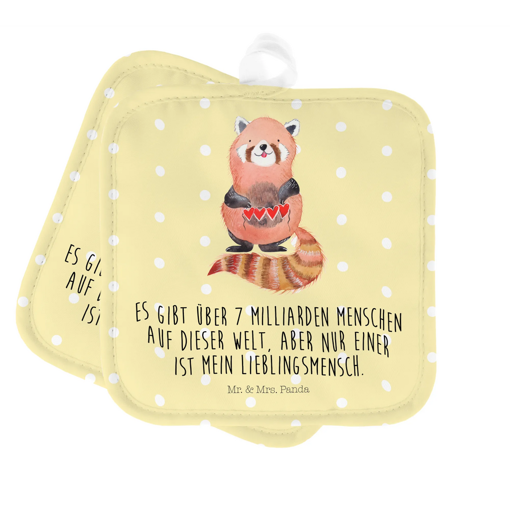 2er Set Topflappen  Roter Panda Topflappen Set, Topflappen, 2er Set Topflappen, Topfuntersetzer, Topfhandschuhe, Topflappen 2er Set, topfhalter, Topflappenset, Tiere, Tiermotive, Gute Laune, Lustige Sprüche, Rot, Herz, Panda, Lieblingsmensch, Liebling, Liebe