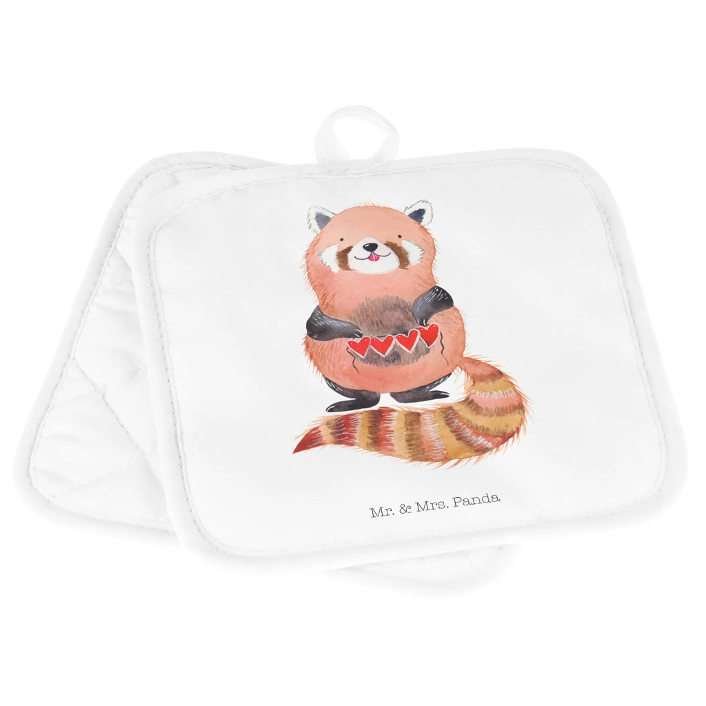 2er Set Topflappen  Roter Panda Topflappen Set, Topflappen, 2er Set Topflappen, Topfuntersetzer, Topfhandschuhe, Topflappen 2er Set, topfhalter, Topflappenset, Tiere, Tiermotive, Gute Laune, Lustige Sprüche, Rot, Herz, Panda, Lieblingsmensch, Liebling, Liebe
