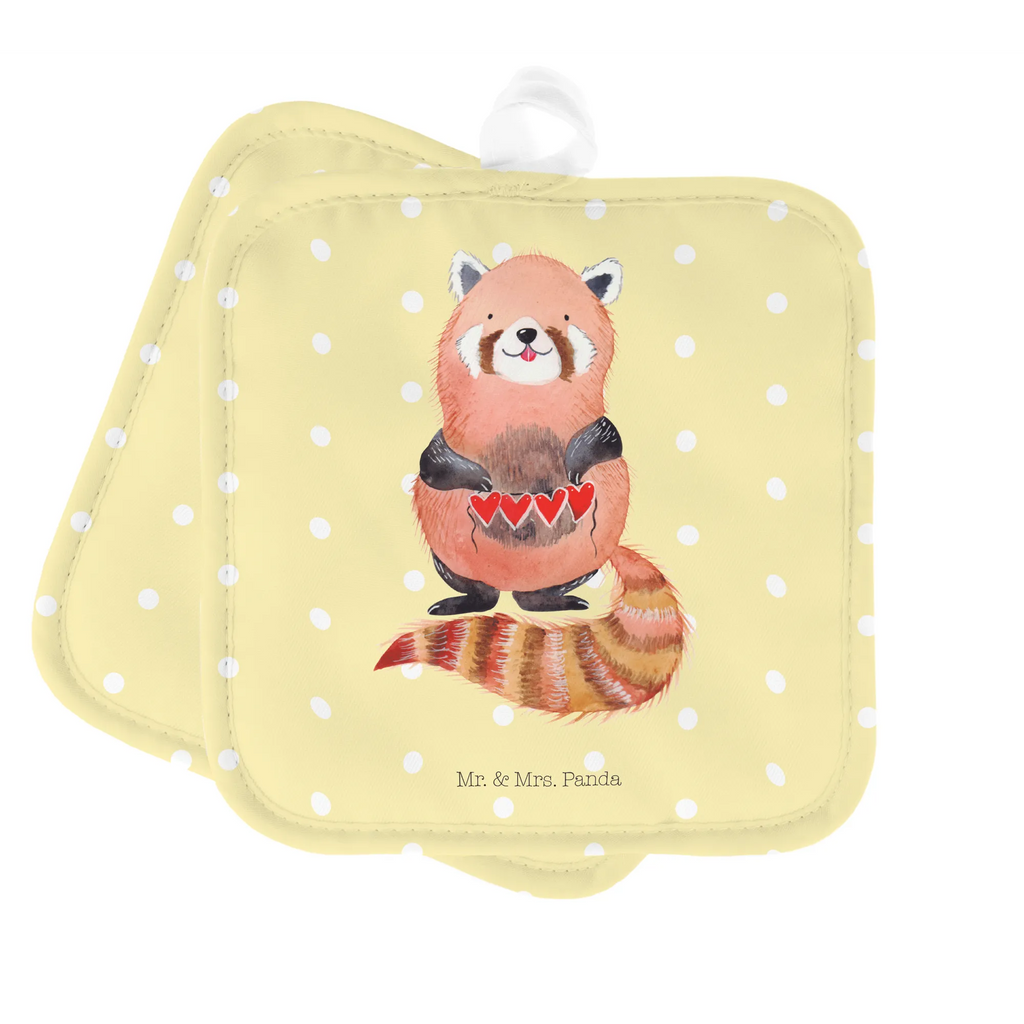 2er Set Topflappen  Roter Panda Topflappen Set, Topflappen, 2er Set Topflappen, Topfuntersetzer, Topfhandschuhe, Topflappen 2er Set, topfhalter, Topflappenset, Tiere, Tiermotive, Gute Laune, Lustige Sprüche, Rot, Herz, Panda, Lieblingsmensch, Liebling, Liebe