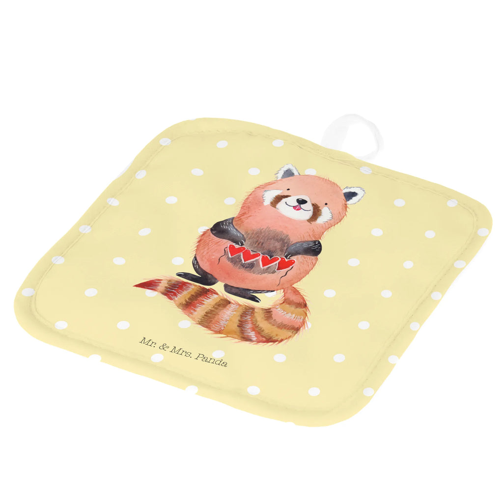 2er Set Topflappen  Roter Panda Topflappen Set, Topflappen, 2er Set Topflappen, Topfuntersetzer, Topfhandschuhe, Topflappen 2er Set, topfhalter, Topflappenset, Tiere, Tiermotive, Gute Laune, Lustige Sprüche, Rot, Herz, Panda, Lieblingsmensch, Liebling, Liebe