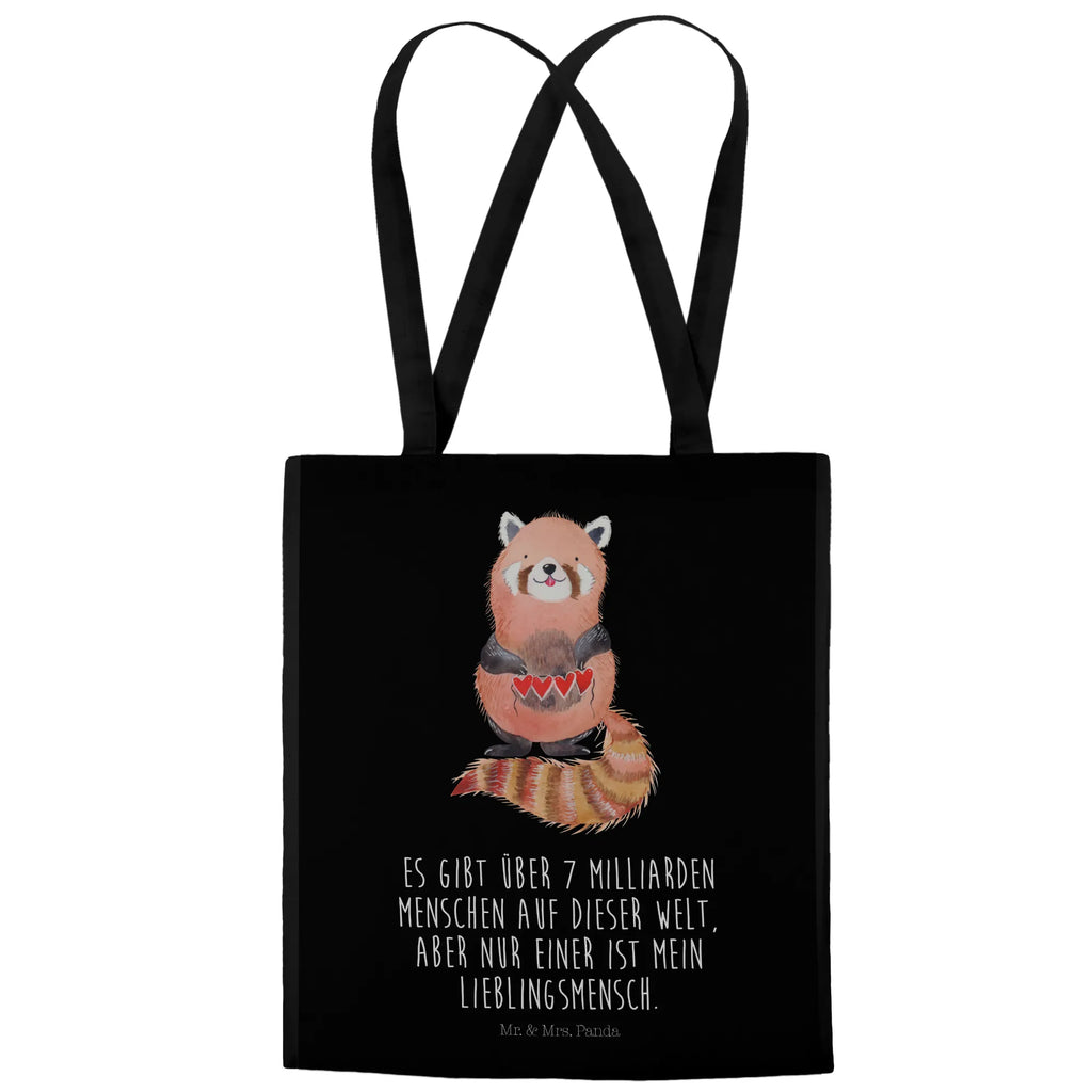 Tote bag red panda Stoffbeutel, Beuteltasche, Shopper, Einkaufstüte, Beutel, Umhängetasche, Einkaufstasche, Badetasche, Stofftasche, Jutebeutel, Schultertasche, Tragetasche, Laptoptasche, Jutetasche, Tasche, Strandtasche, Tiermotive, Gute Laune, lustige Sprüche, Tiere, Panda, Rot, Liebling, Lieblingsmensch, Liebe, Herz