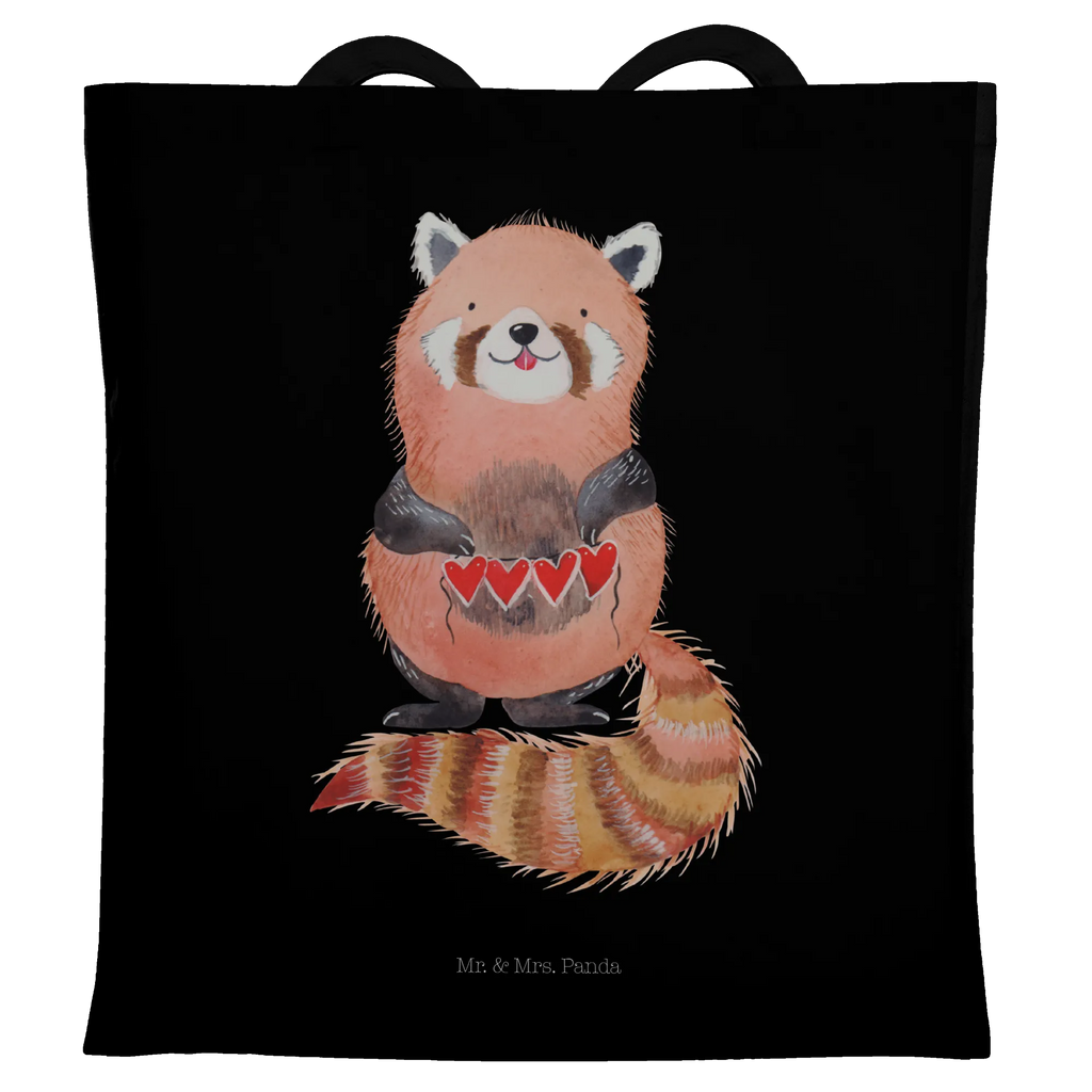Tote bag red panda Stoffbeutel, Beuteltasche, Shopper, Einkaufstüte, Beutel, Umhängetasche, Einkaufstasche, Badetasche, Stofftasche, Jutebeutel, Schultertasche, Tragetasche, Laptoptasche, Jutetasche, Tasche, Strandtasche, Tiermotive, Gute Laune, lustige Sprüche, Tiere, Panda, Rot, Liebling, Lieblingsmensch, Liebe, Herz