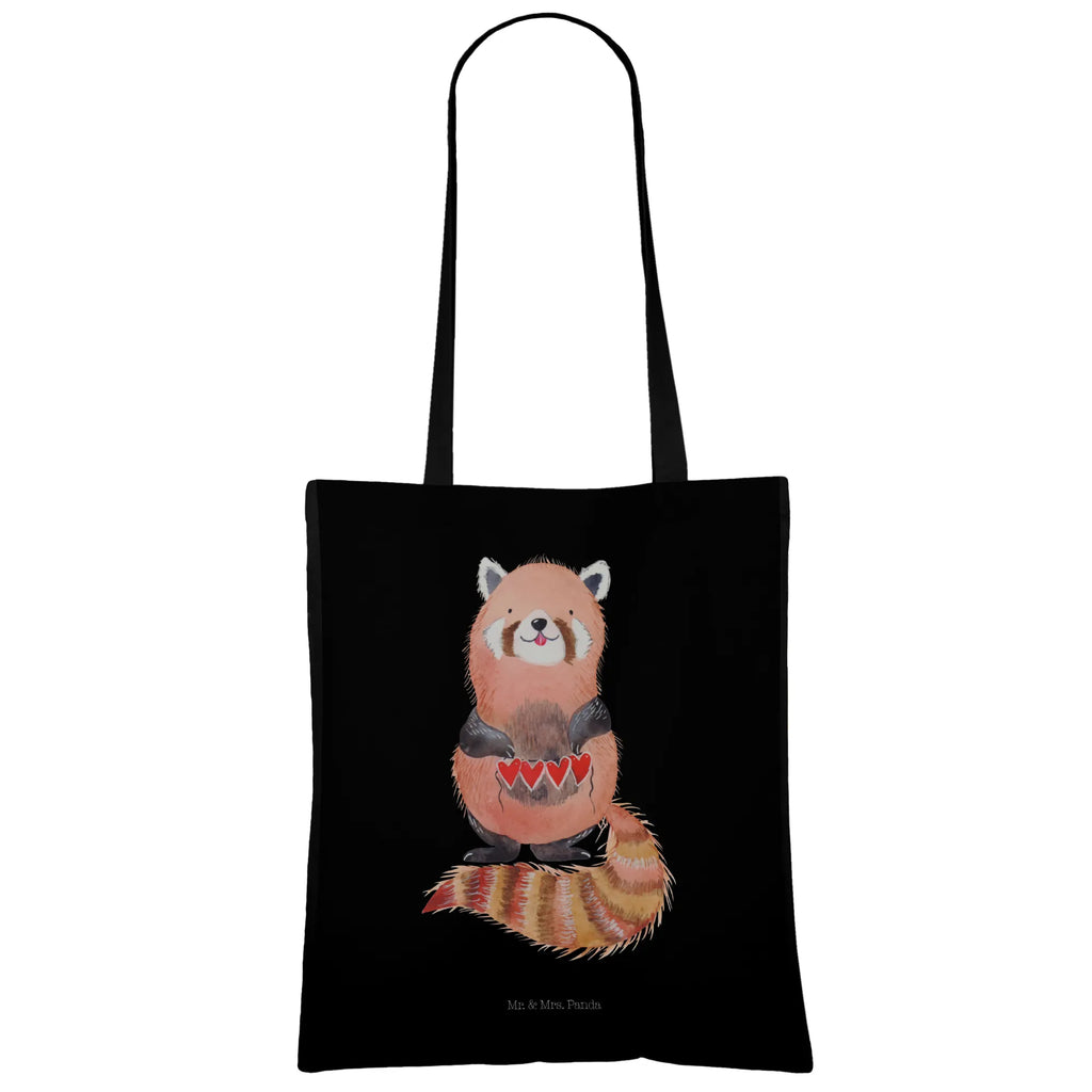 Tote bag red panda Stoffbeutel, Beuteltasche, Shopper, Einkaufstüte, Beutel, Umhängetasche, Einkaufstasche, Badetasche, Stofftasche, Jutebeutel, Schultertasche, Tragetasche, Laptoptasche, Jutetasche, Tasche, Strandtasche, Tiermotive, Gute Laune, lustige Sprüche, Tiere, Panda, Rot, Liebling, Lieblingsmensch, Liebe, Herz