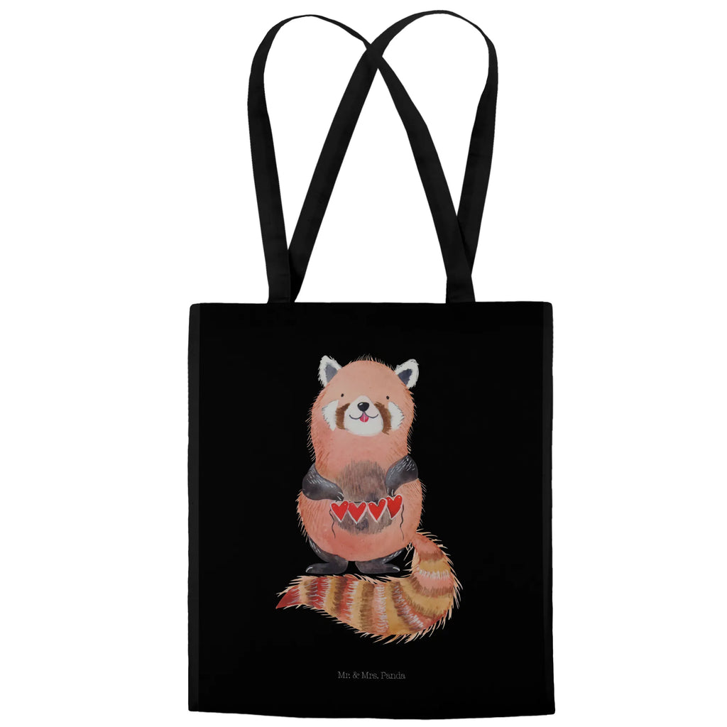 Tote bag red panda Stoffbeutel, Beuteltasche, Shopper, Einkaufstüte, Beutel, Umhängetasche, Einkaufstasche, Badetasche, Stofftasche, Jutebeutel, Schultertasche, Tragetasche, Laptoptasche, Jutetasche, Tasche, Strandtasche, Tiermotive, Gute Laune, lustige Sprüche, Tiere, Panda, Rot, Liebling, Lieblingsmensch, Liebe, Herz