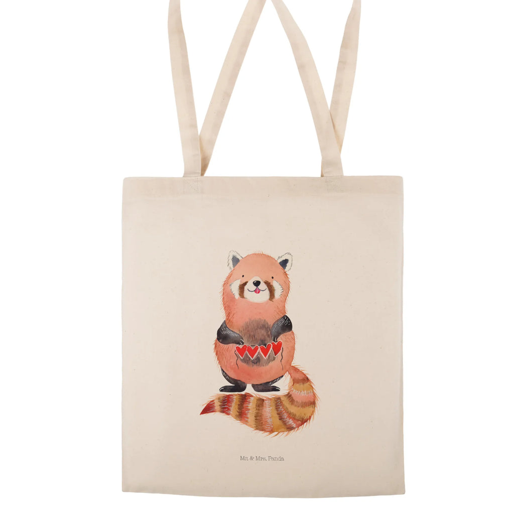 Tote bag red panda Stoffbeutel, Beuteltasche, Shopper, Einkaufstüte, Beutel, Umhängetasche, Einkaufstasche, Badetasche, Stofftasche, Jutebeutel, Schultertasche, Tragetasche, Laptoptasche, Jutetasche, Tasche, Strandtasche, Tiermotive, Gute Laune, lustige Sprüche, Tiere, Panda, Rot, Liebling, Lieblingsmensch, Liebe, Herz