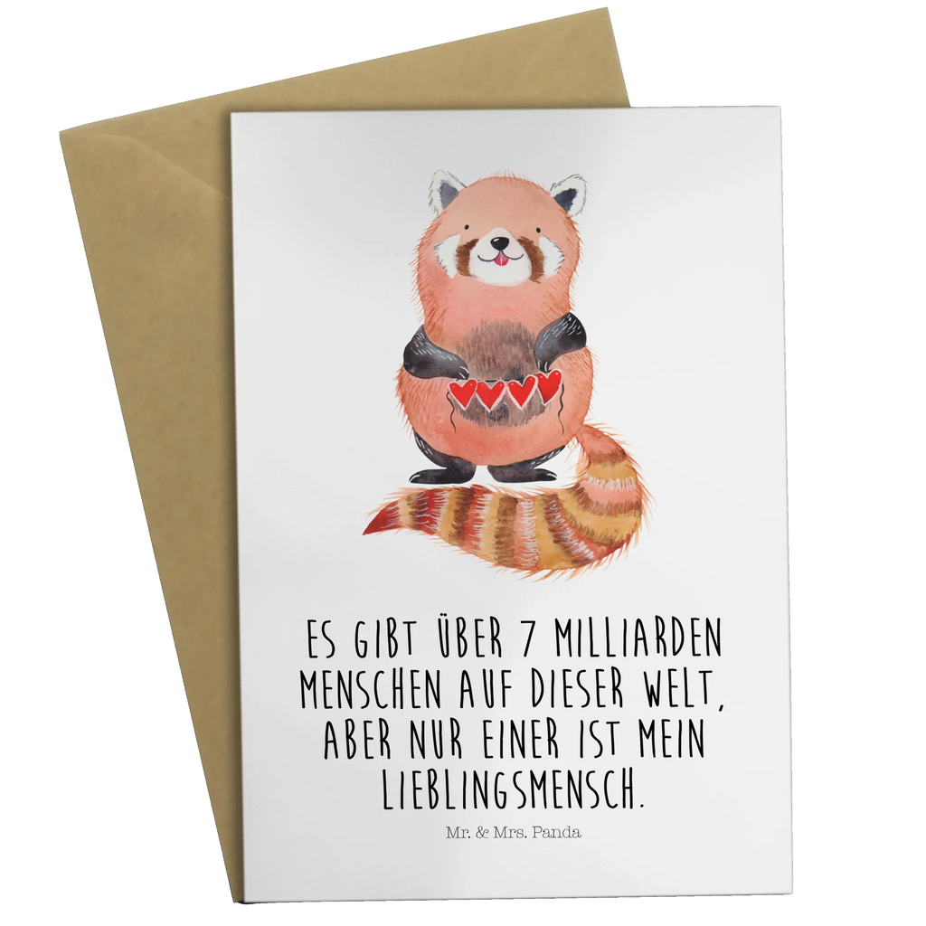 Greetings card red panda greeting card, birthday card, wedding card, invitation card, folding card, small animals, cute, funny, cute animal motives, hand drawn, small world, funny sayings, good mood, happy, gifts, gift ideas, special gifts, animal lover, card, Panda, heart, favourite person, darling, red, love