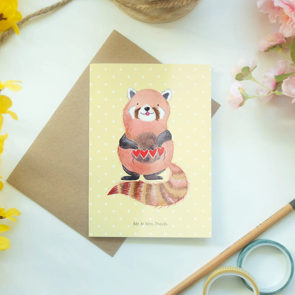 Greetings card red panda greeting card, birthday card, wedding card, invitation card, folding card, small animals, cute, funny, cute animal motives, hand drawn, small world, funny sayings, good mood, happy, gifts, gift ideas, special gifts, animal lover, card, Panda, heart, favourite person, darling, red, love
