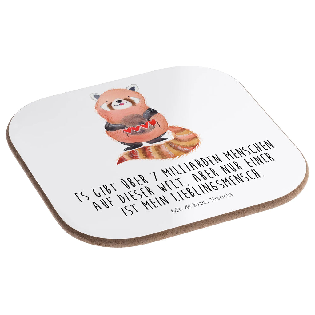 Square coaster red panda party, presents, glass coasters, gifts, Coasters, gift, breakfast, small animals, cute, funny, cute animal motives, hand drawn, small world, funny sayings, good mood, happy, gift ideas, special gifts, animal lover, card, favourite person, darling, red, Panda, heart, love