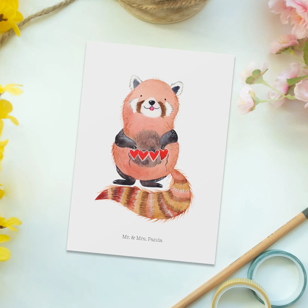 Postcard red panda Ansichtskarten, Karte, Einladung Geburtstag, Postkarte, Grußkarte, Einladungskarten Geburtstag, Geschenkkarte, Ansichtskarte, Einladung, Dankeskarte, Einladungskarte, Geburtstagskarte, Tiermotive, Gute Laune, lustige Sprüche, Tiere, Panda, Rot, Liebe, Liebling, Lieblingsmensch, Herz