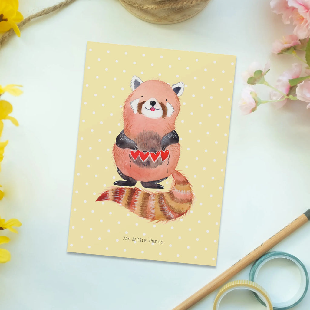 Postcard red panda Ansichtskarten, Karte, Einladung Geburtstag, Postkarte, Grußkarte, Einladungskarten Geburtstag, Geschenkkarte, Ansichtskarte, Einladung, Dankeskarte, Einladungskarte, Geburtstagskarte, Tiermotive, Gute Laune, lustige Sprüche, Tiere, Panda, Rot, Liebe, Liebling, Lieblingsmensch, Herz