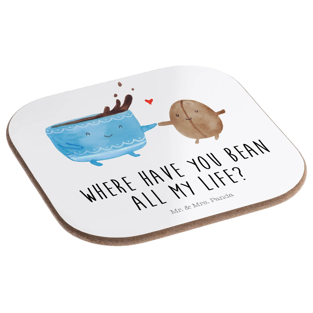 Square coaster Coffee Bean party, breakfast, Coasters, gift, presents, glass coasters, gifts, small animals, cute, funny, cute animal motives, hand drawn, small world, funny sayings, good mood, happy, gift ideas, special gifts, animal lover, card, coffee bean, satisfaction, pleasure, Coffee, happiness