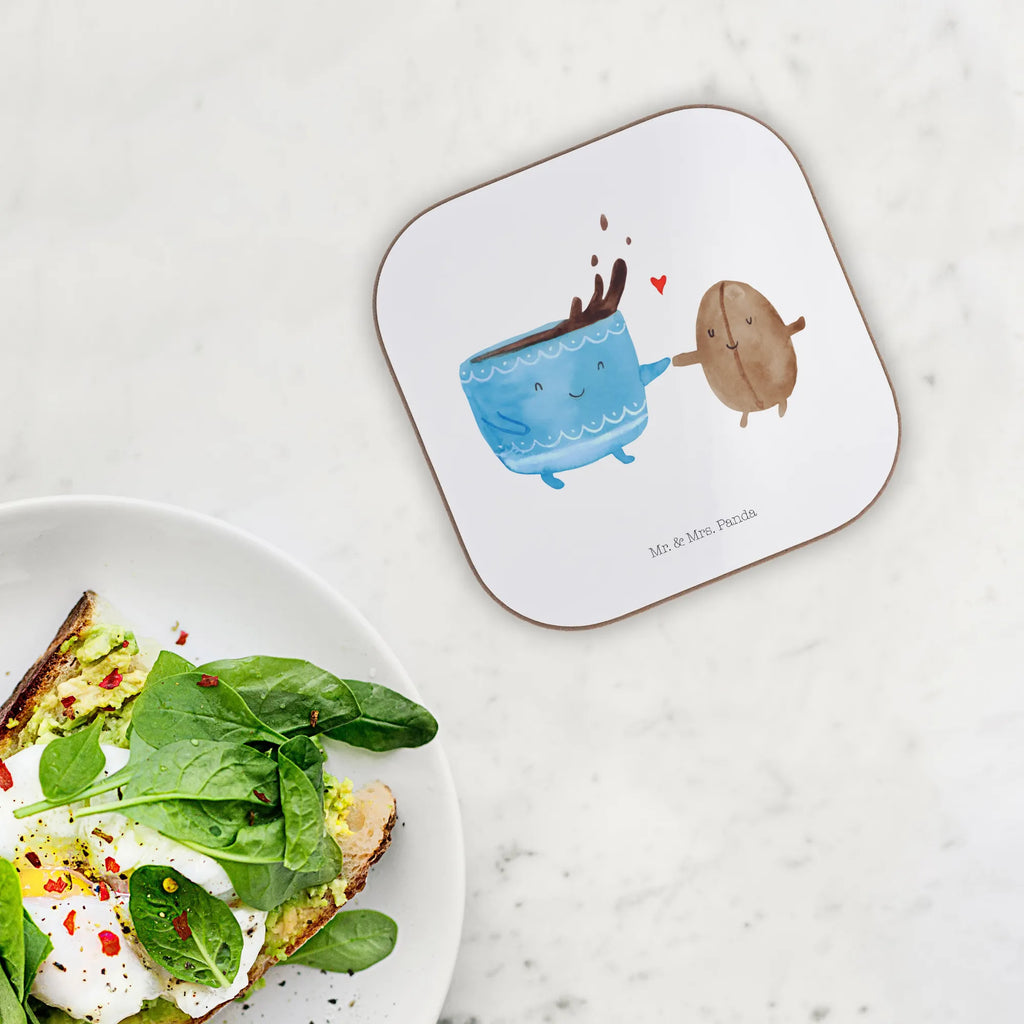 Square coaster Coffee Bean party, breakfast, Coasters, gift, presents, glass coasters, gifts, small animals, cute, funny, cute animal motives, hand drawn, small world, funny sayings, good mood, happy, gift ideas, special gifts, animal lover, card, coffee bean, satisfaction, pleasure, Coffee, happiness