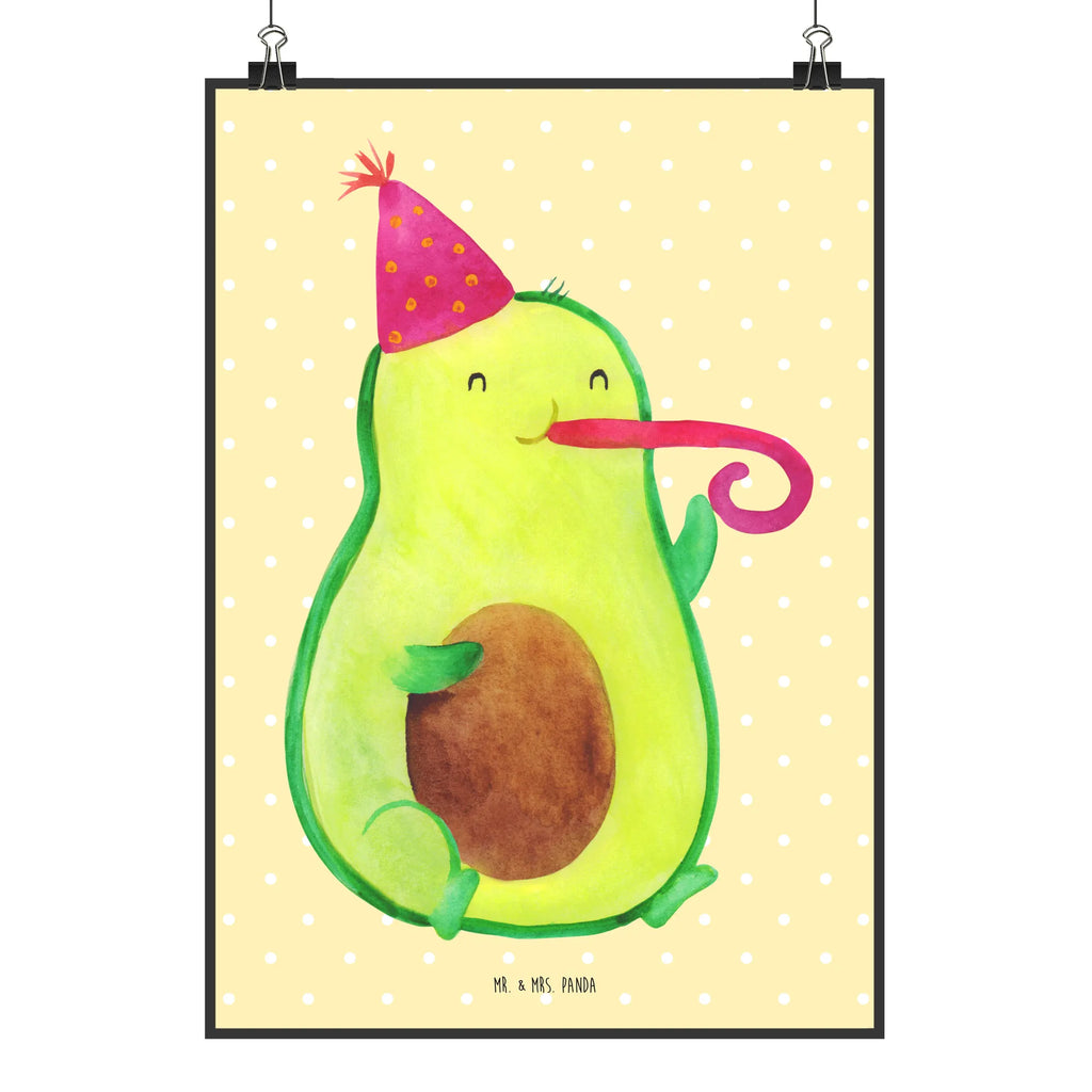 Poster avocado Celebration Bild für Wand, Kunstdruck, Poster, Wanddekoration, drucke, Wandposter, wandkunst, wanddruck, Mr. & Mrs. Panda Poster, Wanddeko Bild, kunst für die wand, Wandbild, wanddeko, Plakat, kunstposter, kunstdruck poster, grafikposter, Posterdruck, Deko Bild, Designposter, Bild, Wandschmuck, Gesund, Vegan, Veggie, Avocado, Geburtstag, Feierlichkeit, Party, Feier, Tröte, Fete, Gute Laune