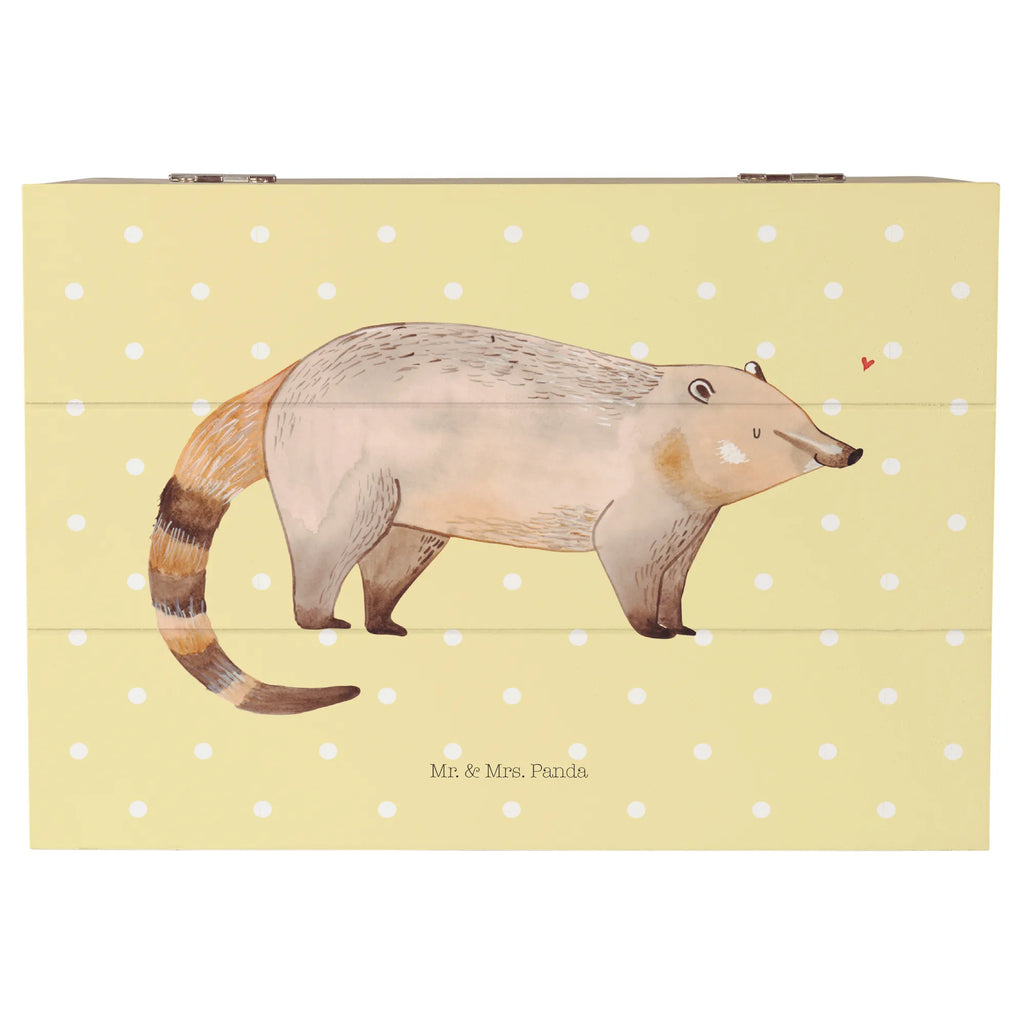 Skrzynia drewniana Koati Schatzkiste, Truhe, Erinnerungsbox, Schatulle, Dekokiste, Geschenkbox, Erinnerungskiste, XXL, Geschenkdose, Holzkiste, Aufbewahrungsbox, Kiste, Tiermotive, Gute Laune, lustige Sprüche, Tiere, Nasenbären, Rüsselbär, Bär, Nasenbär