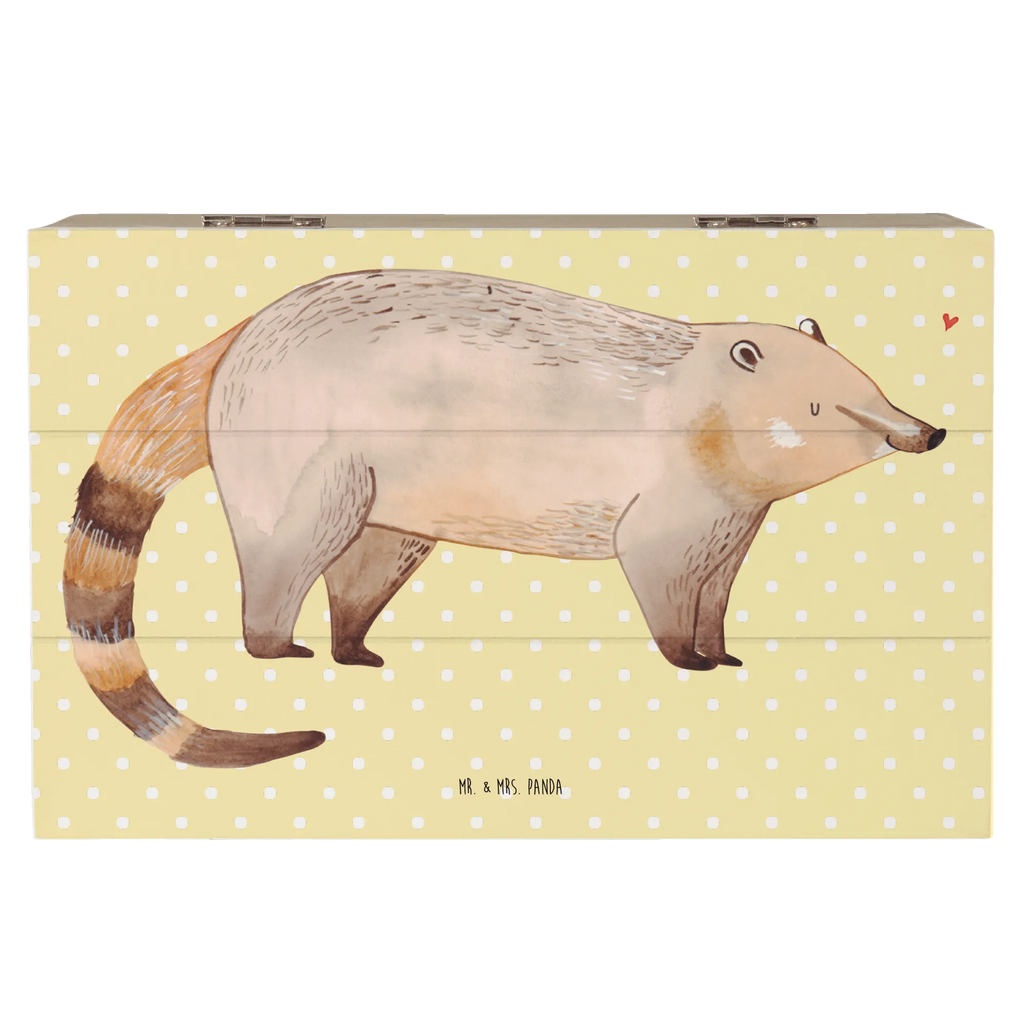 Skrzynia drewniana Koati Schatzkiste, Truhe, Erinnerungsbox, Schatulle, Dekokiste, Geschenkbox, Erinnerungskiste, XXL, Geschenkdose, Holzkiste, Aufbewahrungsbox, Kiste, Tiermotive, Gute Laune, lustige Sprüche, Tiere, Nasenbären, Rüsselbär, Bär, Nasenbär