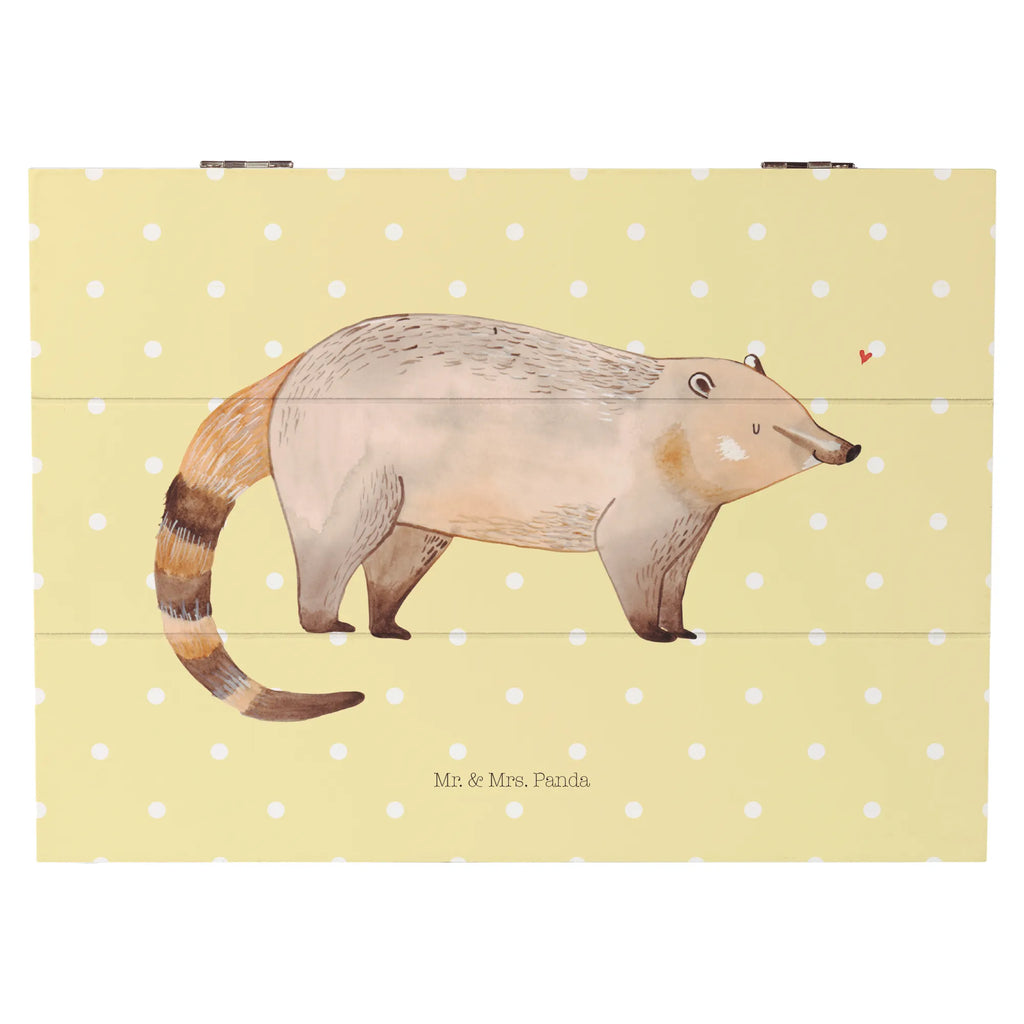 Skrzynia drewniana Koati Schatzkiste, Truhe, Erinnerungsbox, Schatulle, Dekokiste, Geschenkbox, Erinnerungskiste, XXL, Geschenkdose, Holzkiste, Aufbewahrungsbox, Kiste, Tiermotive, Gute Laune, lustige Sprüche, Tiere, Nasenbären, Rüsselbär, Bär, Nasenbär