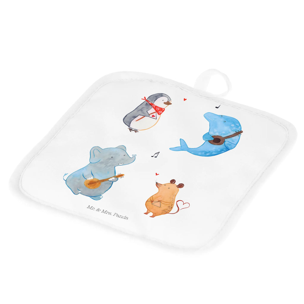 2-elementowy zestaw podkładek pod garnki Wielki zespół Topflappen 2er Set, topfhalter, Topfuntersetzer, Topflappen, 2er Set Topflappen, Topfhandschuhe, Topflappenset, Topflappen Set, Lustige Sprüche, Tiere, Tiermotive, Gute Laune, Musik, Maus, Triangel, Gitarre, Elefant, Delfin, Pinguin, Hund, Band, Musikanten