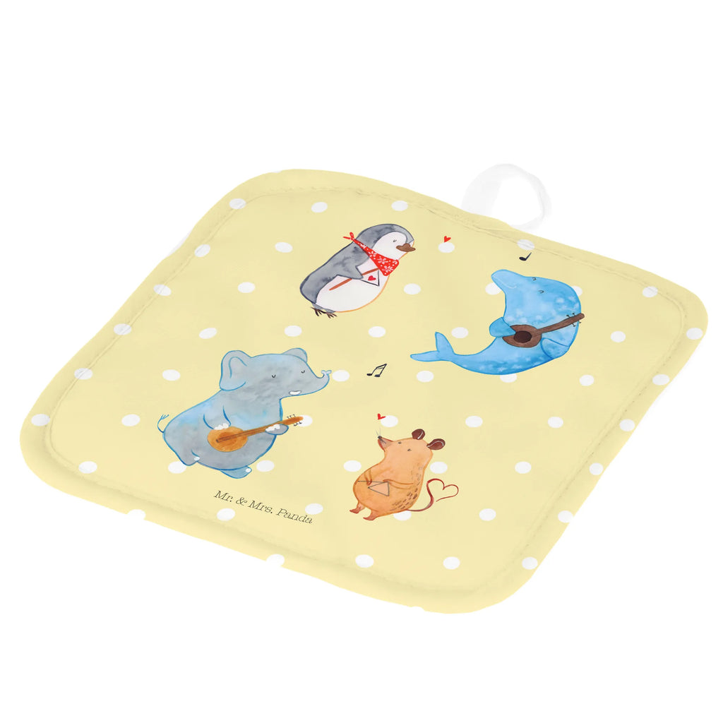 2-elementowy zestaw podkładek pod garnki Wielki zespół Topflappen 2er Set, topfhalter, Topfuntersetzer, Topflappen, 2er Set Topflappen, Topfhandschuhe, Topflappenset, Topflappen Set, Lustige Sprüche, Tiere, Tiermotive, Gute Laune, Musik, Maus, Triangel, Gitarre, Elefant, Delfin, Pinguin, Hund, Band, Musikanten