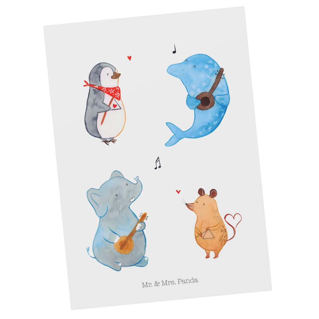 Postcard Big tape Dankeskarte, Einladung, Ansichtskarte, Einladungskarten Geburtstag, Karte, Grußkarte, Geburtstagskarte, Ansichtskarten, Einladung Geburtstag, Geschenkkarte, Einladungskarte, Postkarte, Tiermotive, Gute Laune, lustige Sprüche, Tiere, Delfin, Maus, Musikanten, Elefant, Band, Triangel, Musik, Pinguin, Gitarre, Hund